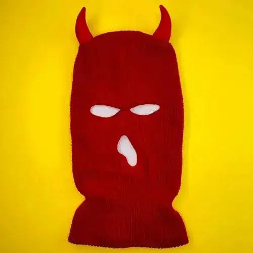 VIBE Red Devil Horns Skimask Balaclava Beanie Cap face cover mask Size ONE SIZE - 2 Thumbnail