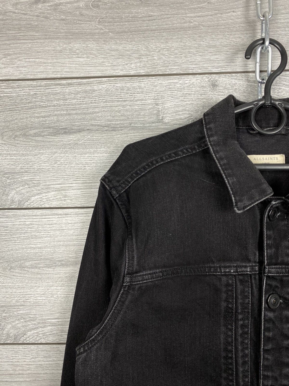 Allsaints Mens Allsaints Washed Black Denim Jacket Size US L / EU 52-54 / 3 - 2 Thumbnail
