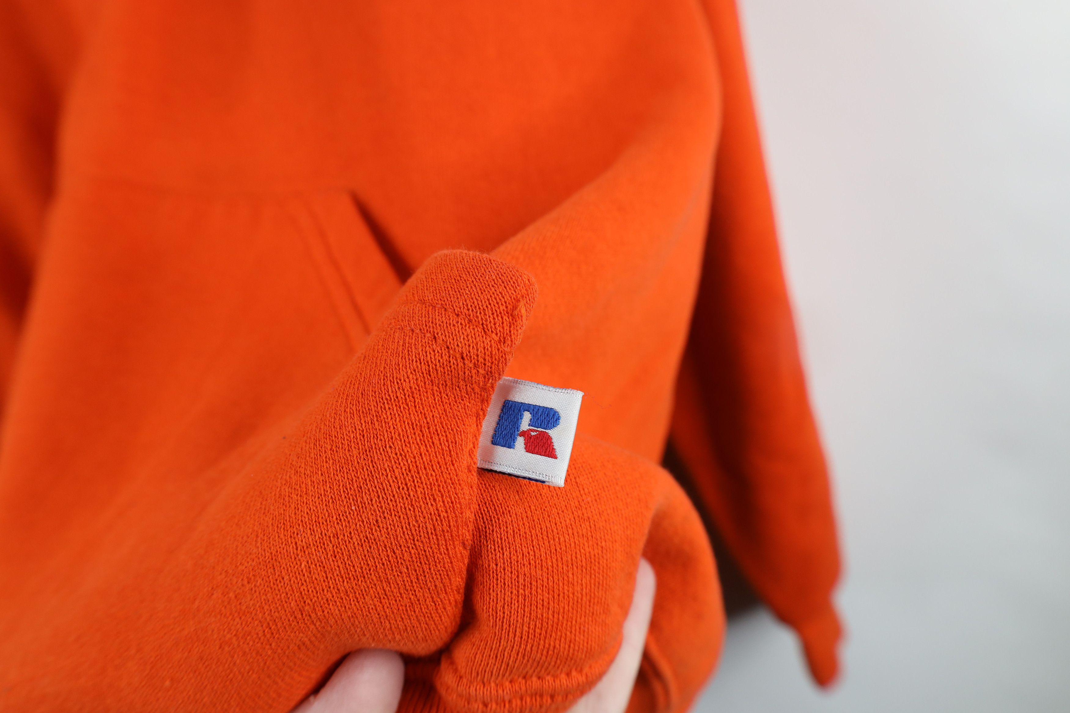 Russell Athletic × Vintage Vintage 90s Russell Athletic Riddell Football Hoodie Orange Size US M / EU 48-50 / 2 - 7 Thumbnail