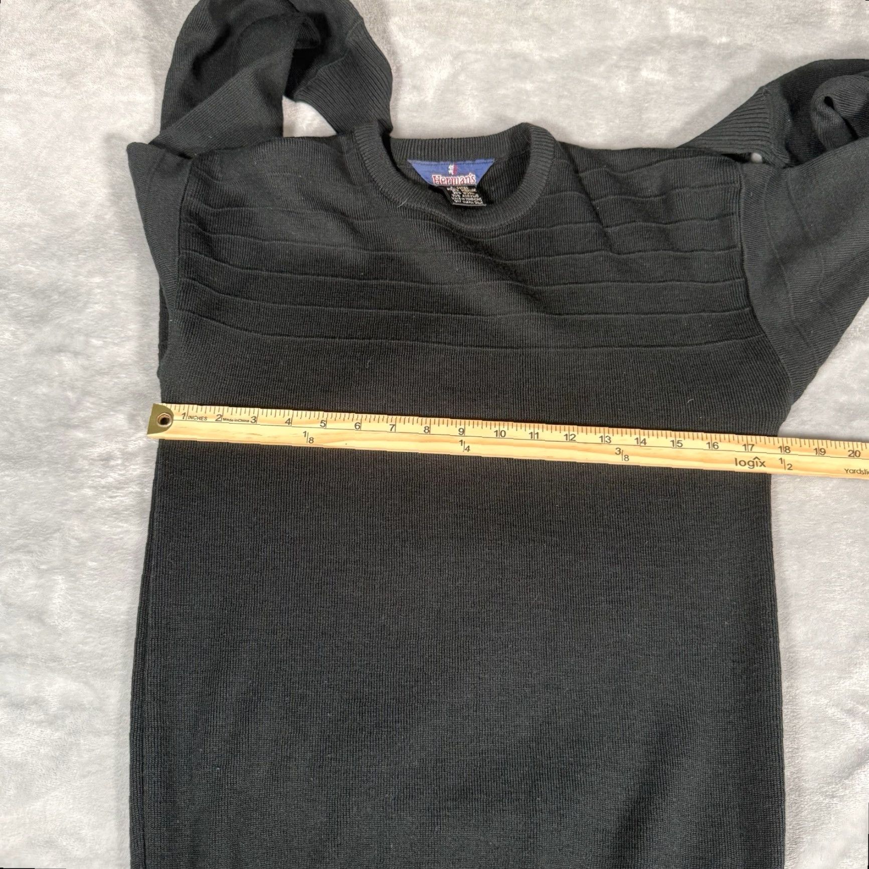 Vintage VINTAGE Hermans Sweater Mens M (Fits S) Slim Fit Wool Acrylic Black Crew Neck Long Sleeve 90s Pullover Size US S / EU 44-46 / 1 - 5 Thumbnail