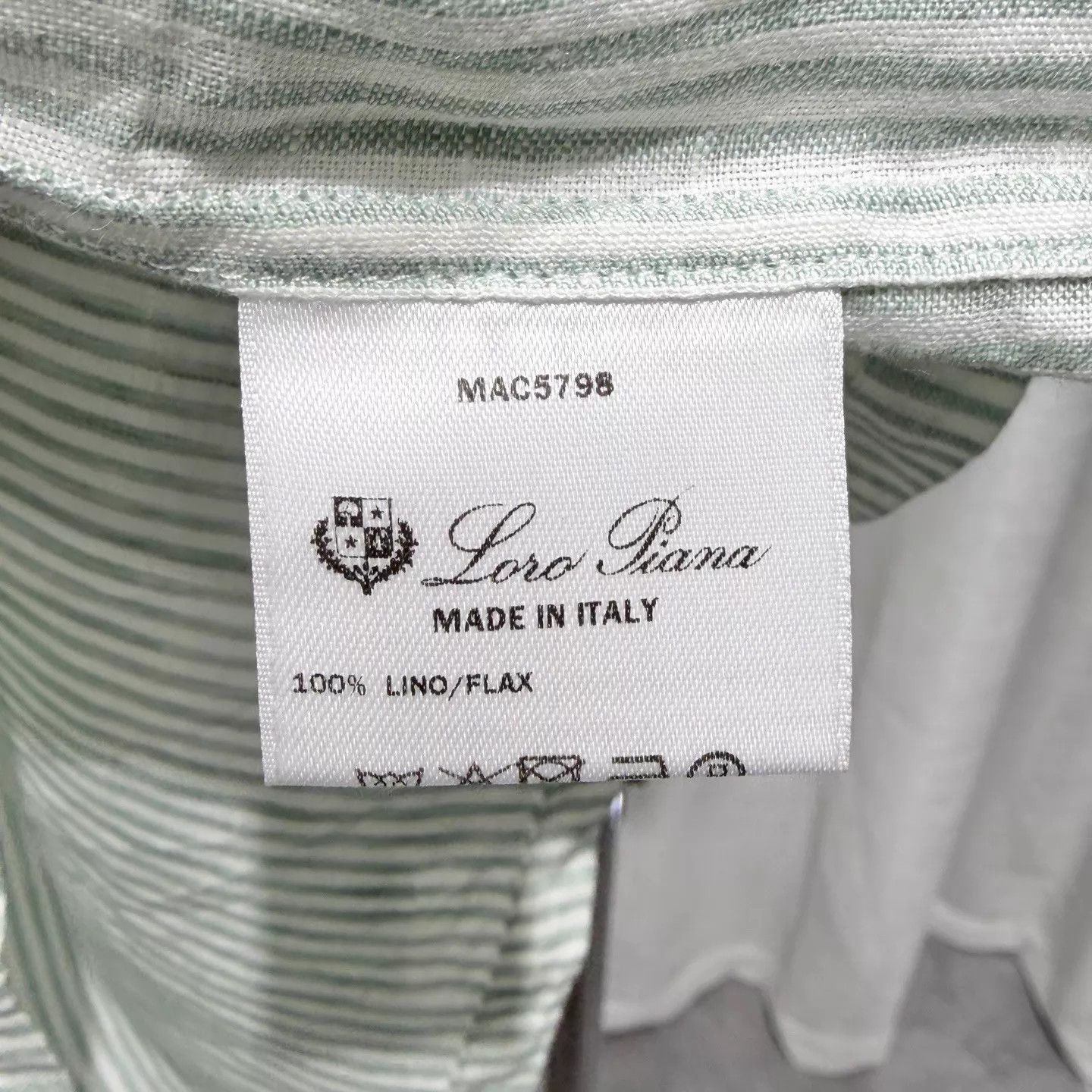 Loro Piana Loro Piana XS Light Green V-Striped Shell Button Shirt Size US XS / EU 42 / 0 - 4 Thumbnail