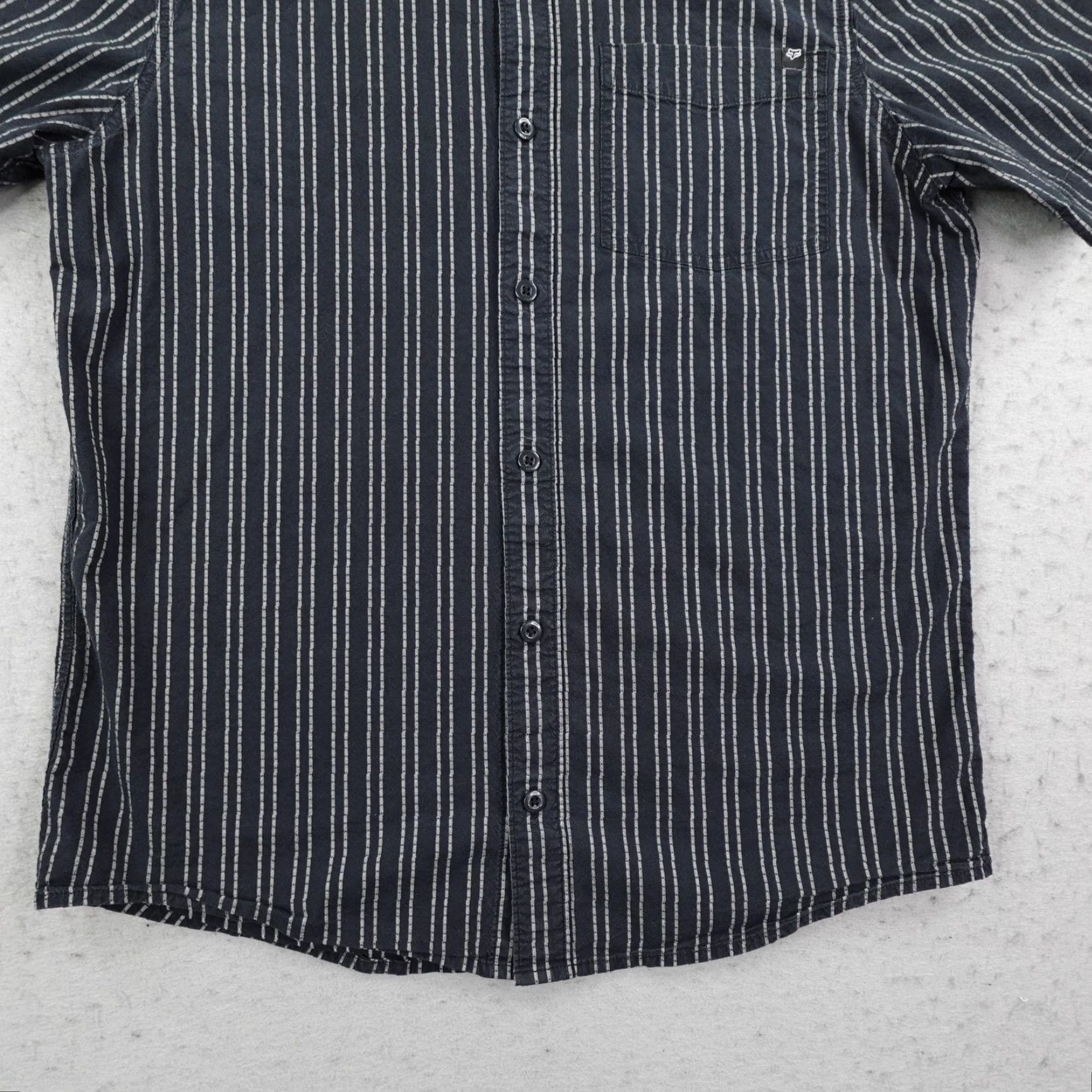 Fox Racing Fox Racing Shirt Mens Medium Black Gray Striped Textured Button Up BMX Skater Size US M / EU 48-50 / 2 - 4 Thumbnail