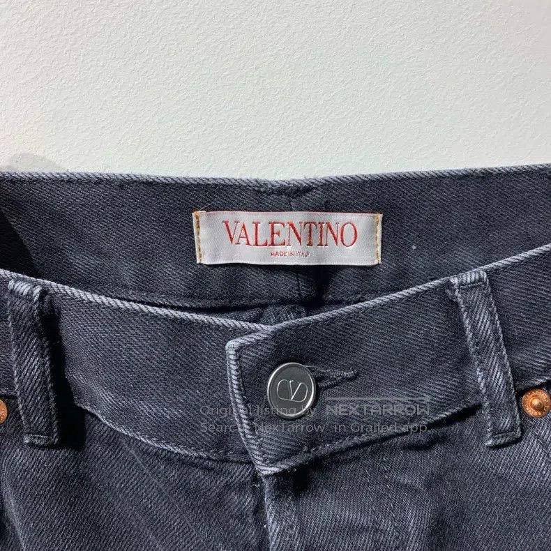 Valentino Valentino Black and gray leather logo jeans Size US 33 - 2 Thumbnail