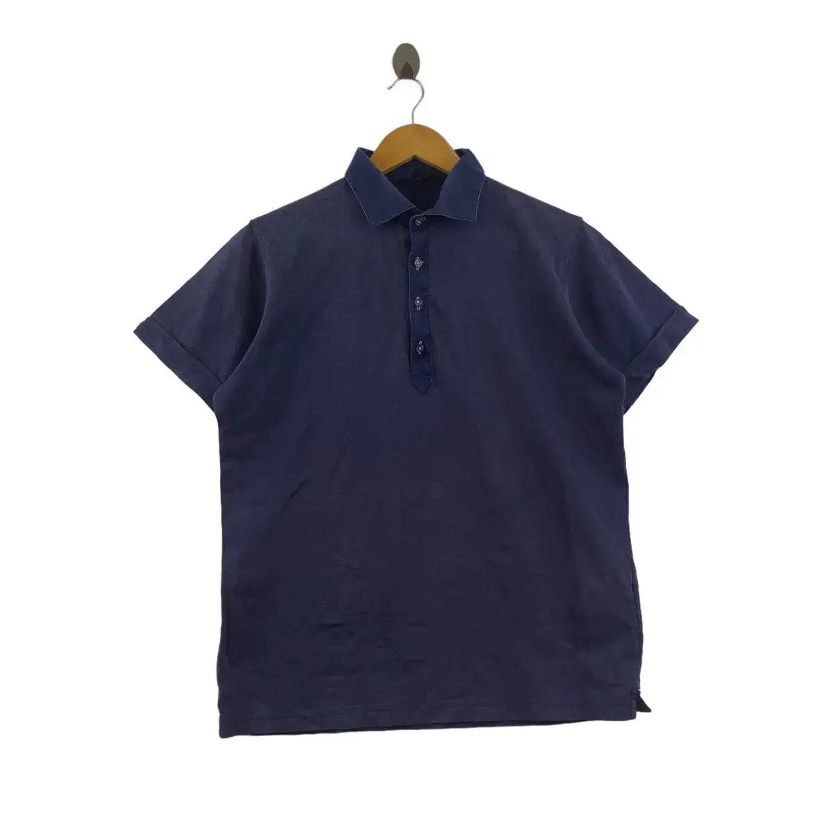 Uniqlo UNIQLO JAPAN Natural Dye Minimalist Indigo Polo Tee Shirt Size US L / EU 52-54 / 3 - 1 Thumbnail