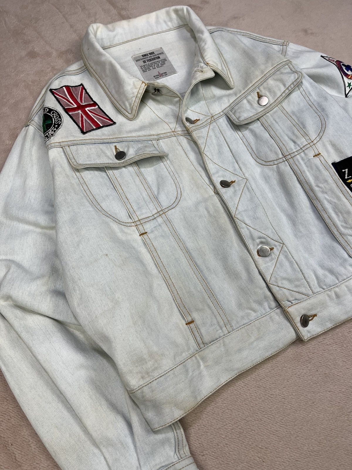 Japanese Brand 35 FEDERATION Patches Washed Denim Jackets Size US L / EU 52-54 / 3 - 3 Thumbnail