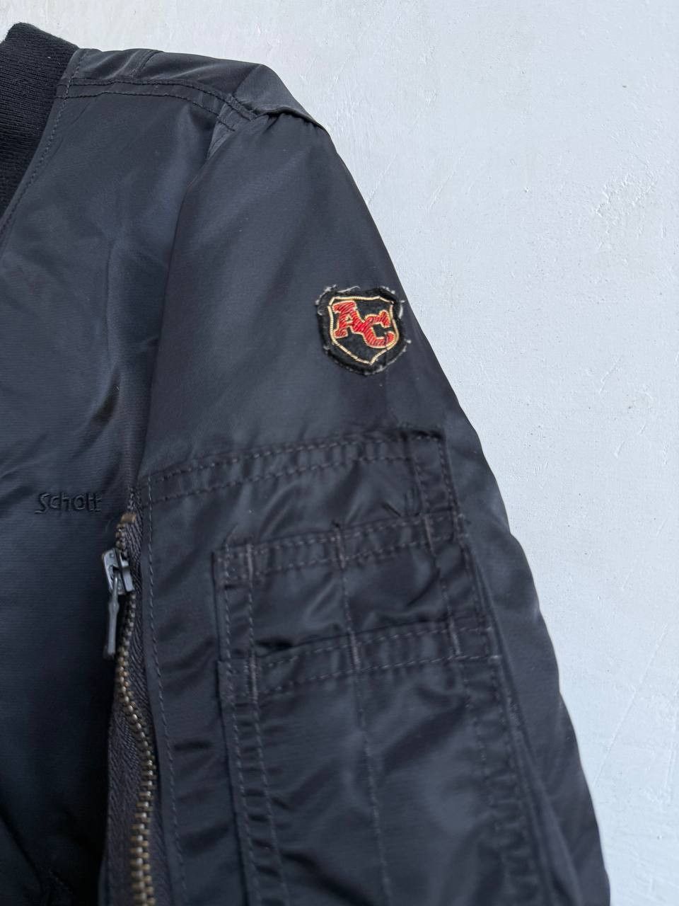 Schott Schott NYC American College Nylon Mens Black Bomber Jacket M Size US M / EU 48-50 / 2 - 4 Thumbnail