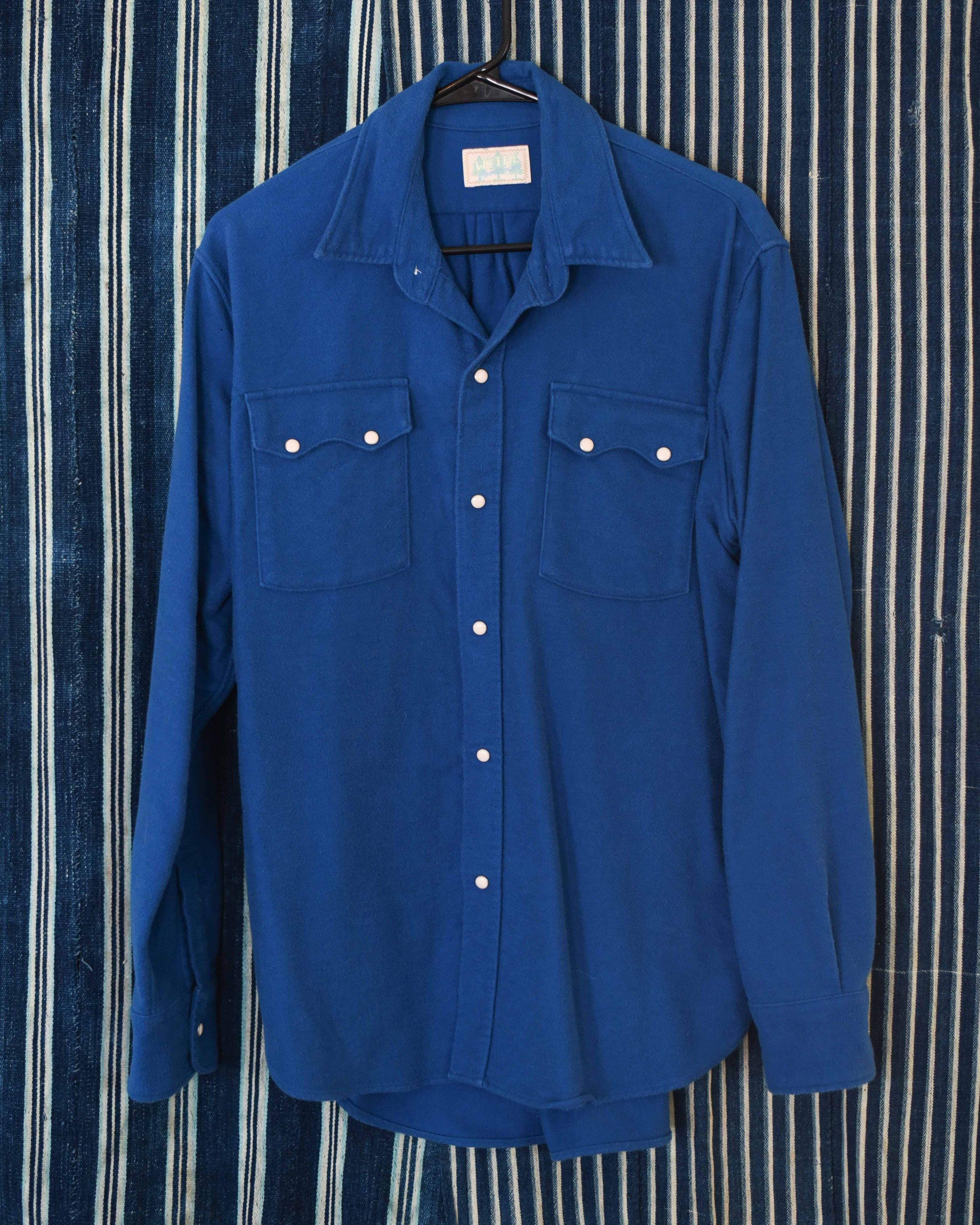 Wythe NYC Moleskin Pearlsnap Western Shirt - Blue M Medium