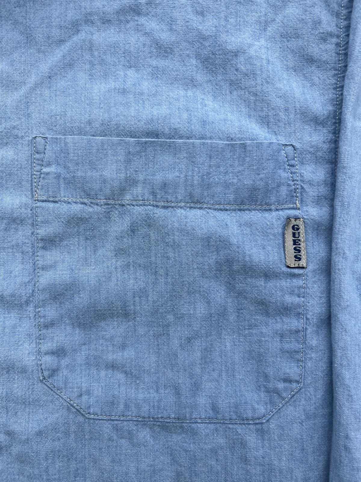 Guess × Vintage Vintage 1990s Guess USA Light Indigo Buttom Denim Flannel Size S / US 4 / IT 40 - 4 Thumbnail