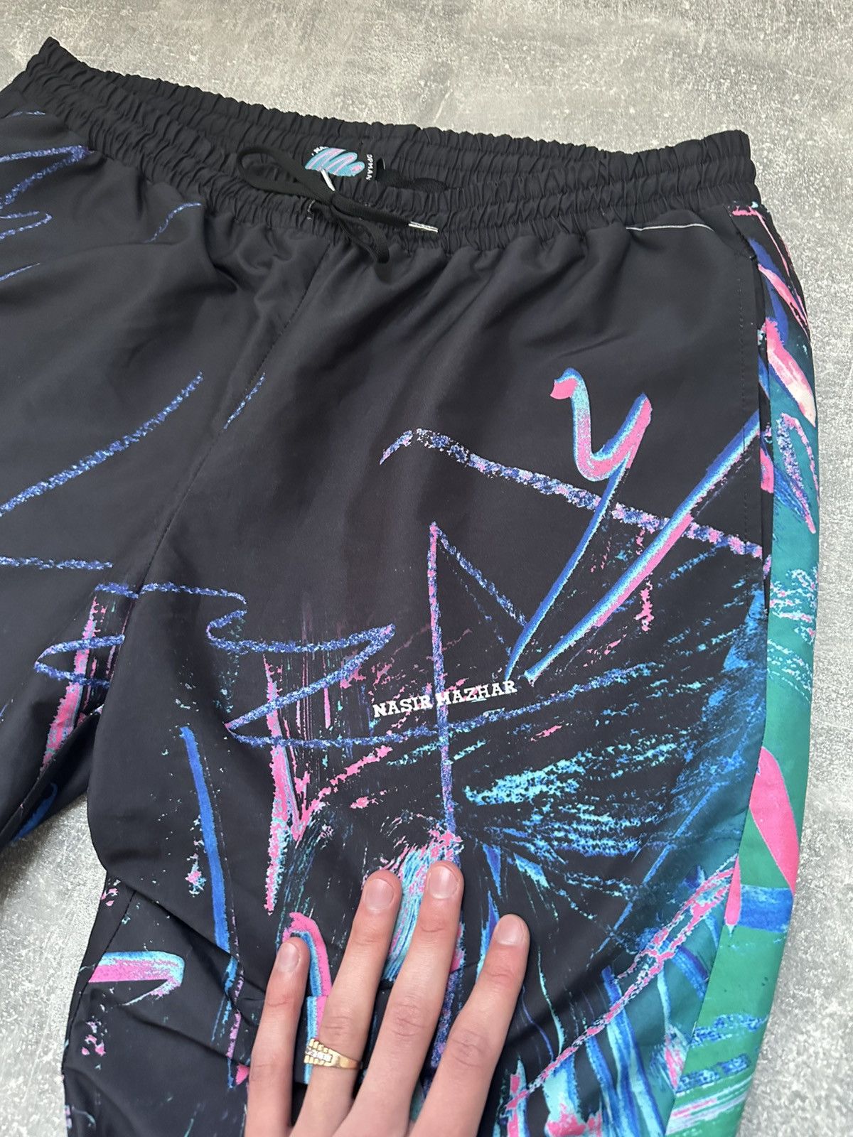 Nasir Mazhar NASIR MAZHAR X TOPMAN, Black Scribble Print Joggers Size US 34 / EU 50 - 3 Thumbnail