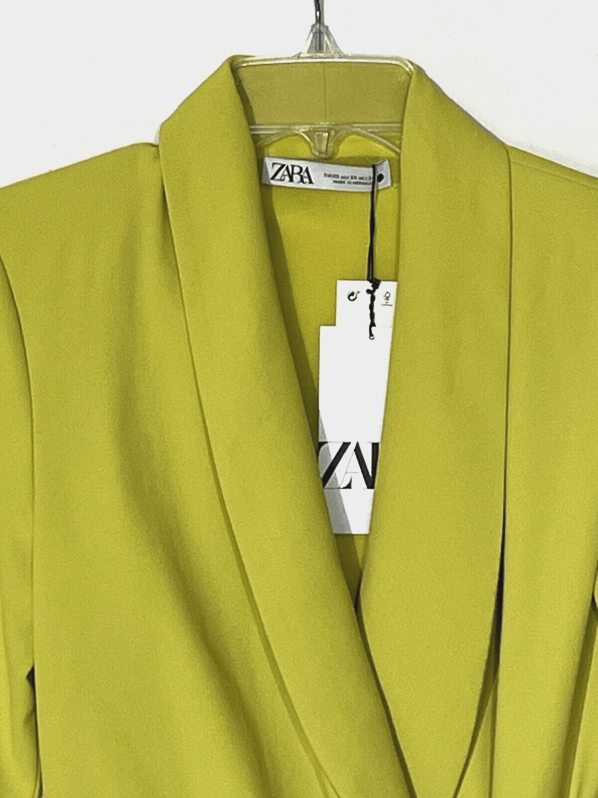 Zara Zara Pareo Lime Green Long Sleeve Wrap Mini Dress Size XS / US 0-2 / IT 36-38 - 8 Thumbnail