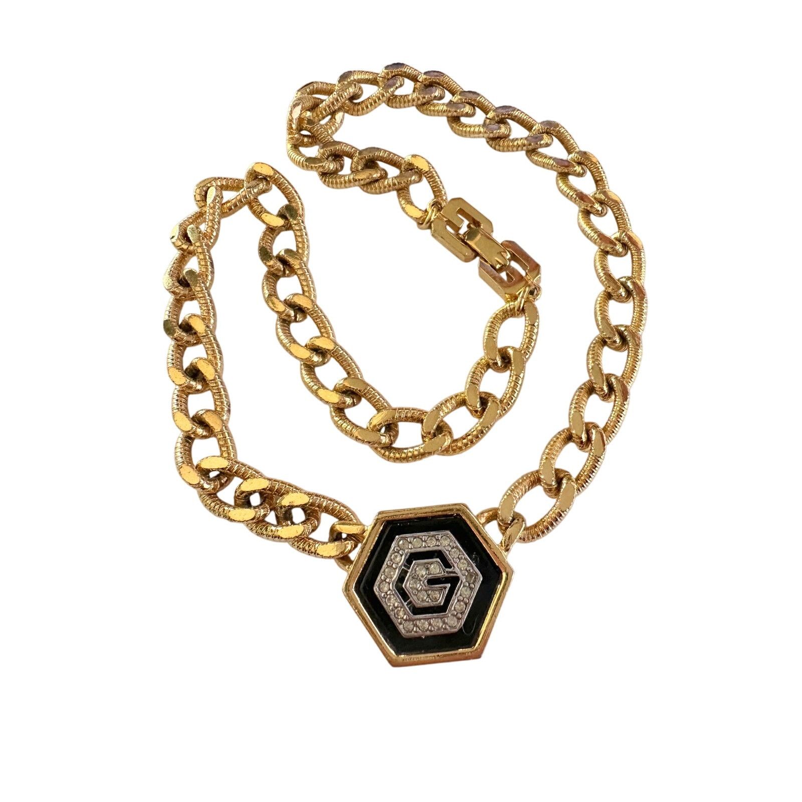 Givenchy Givenchy Vintage (1978) Necklace with "G" in Black Hexagon Size ONE SIZE - 5 Thumbnail