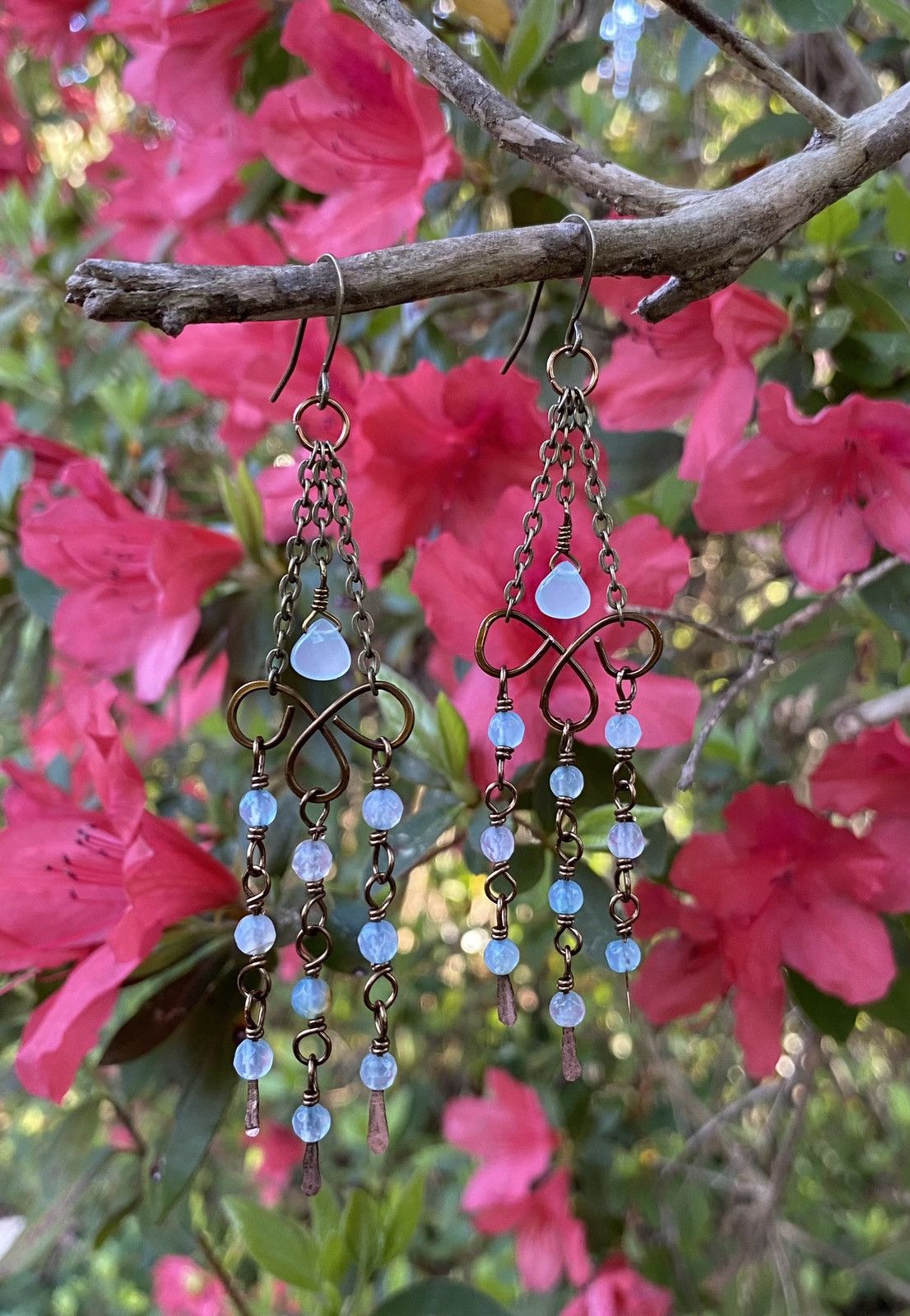 Handmade Blue Agate Chandelier Earrings Size ONE SIZE - 3 Thumbnail