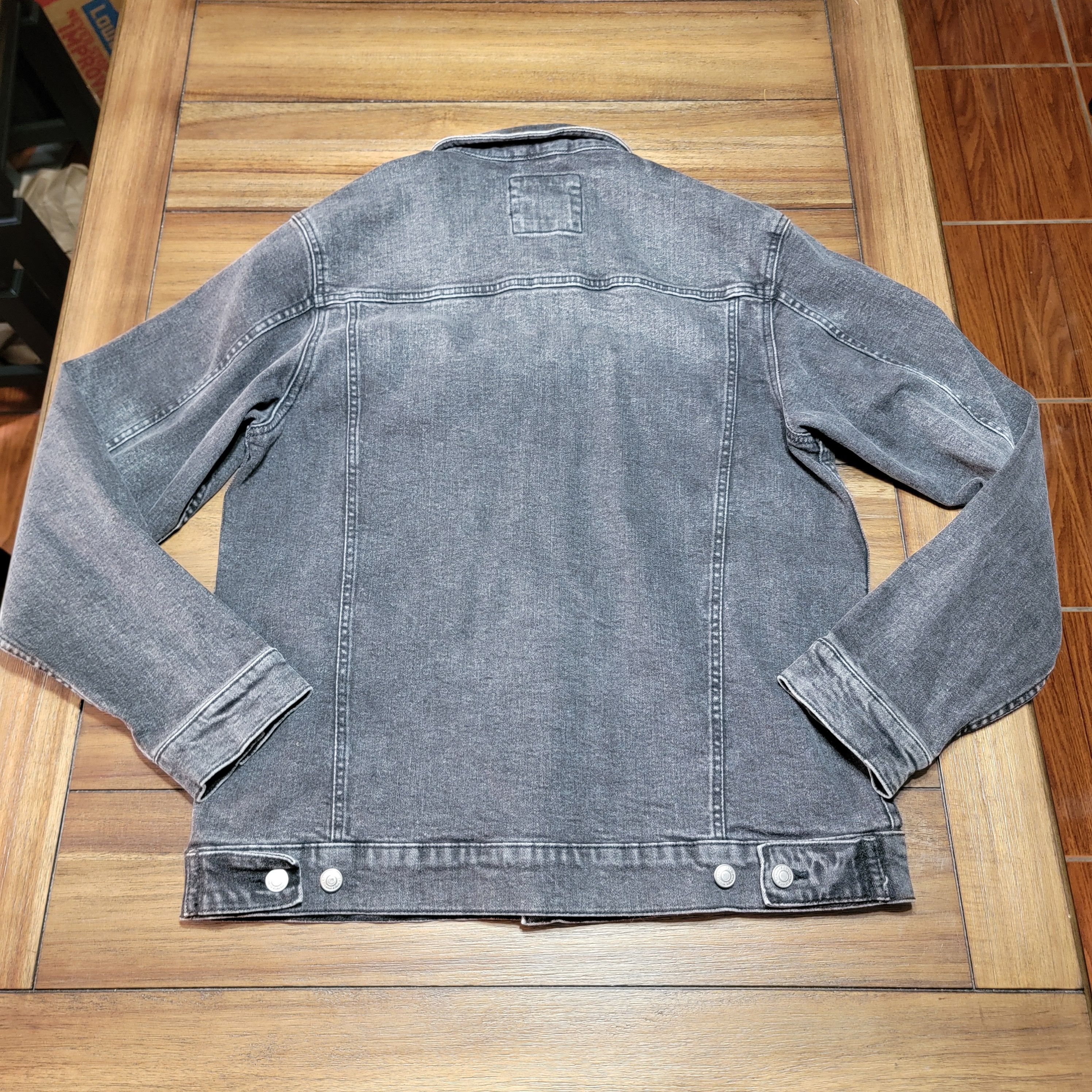 Zara Zara Full Button Faded Black Denim Jacket - Size Large Size L / US 10 / IT 46 - 4 Thumbnail