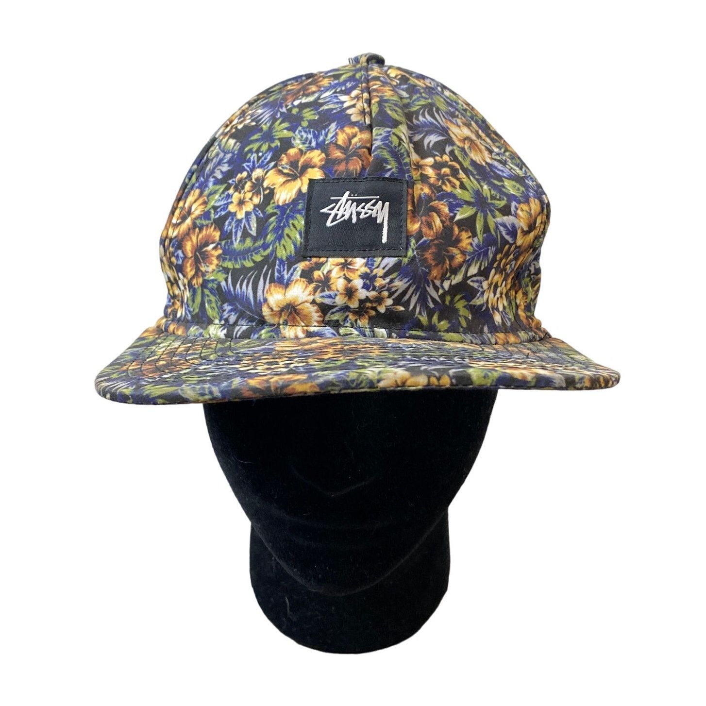 希少　ステューシーStussy floral pattern cap ジャガード k□90s□オールド ステューシー/STUSSY ボタニカル柄 ジェット