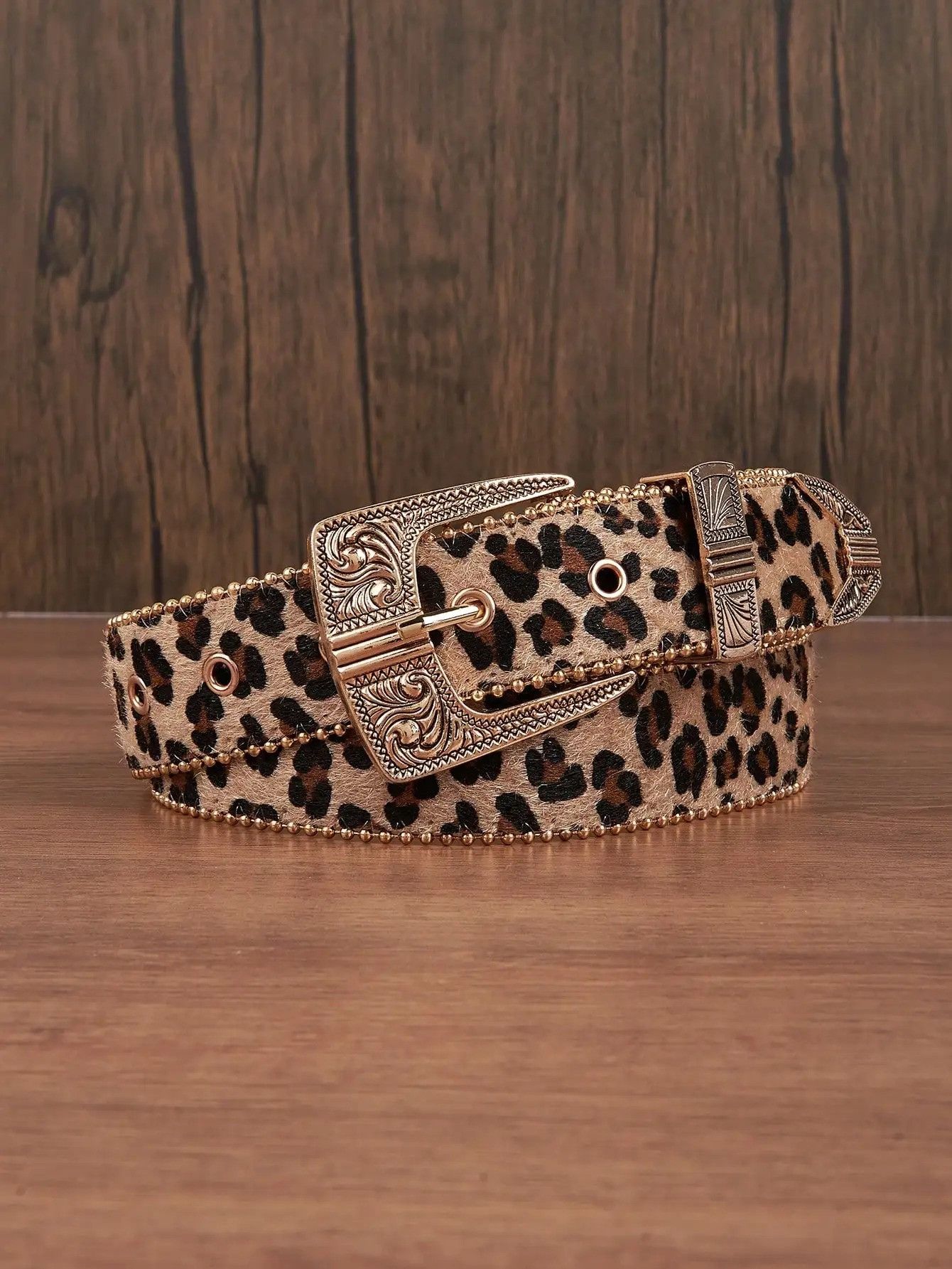 Other Leopard Vintage Engraved Buckle Pearl Belt Size ONE SIZE - 2 Thumbnail