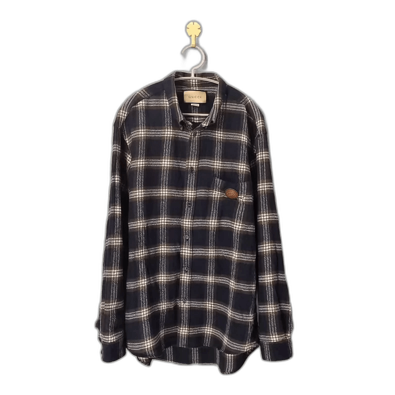 gucci flannel plaid long sleeve shirt