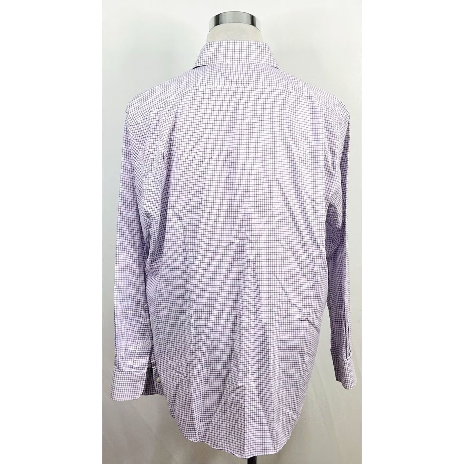 Ralph Lauren Ralph Lauren LRL 17 34/35 Classic Fit Non Iron Dress Shirt Purple Plaid Cotton Size 46R - 5 Thumbnail