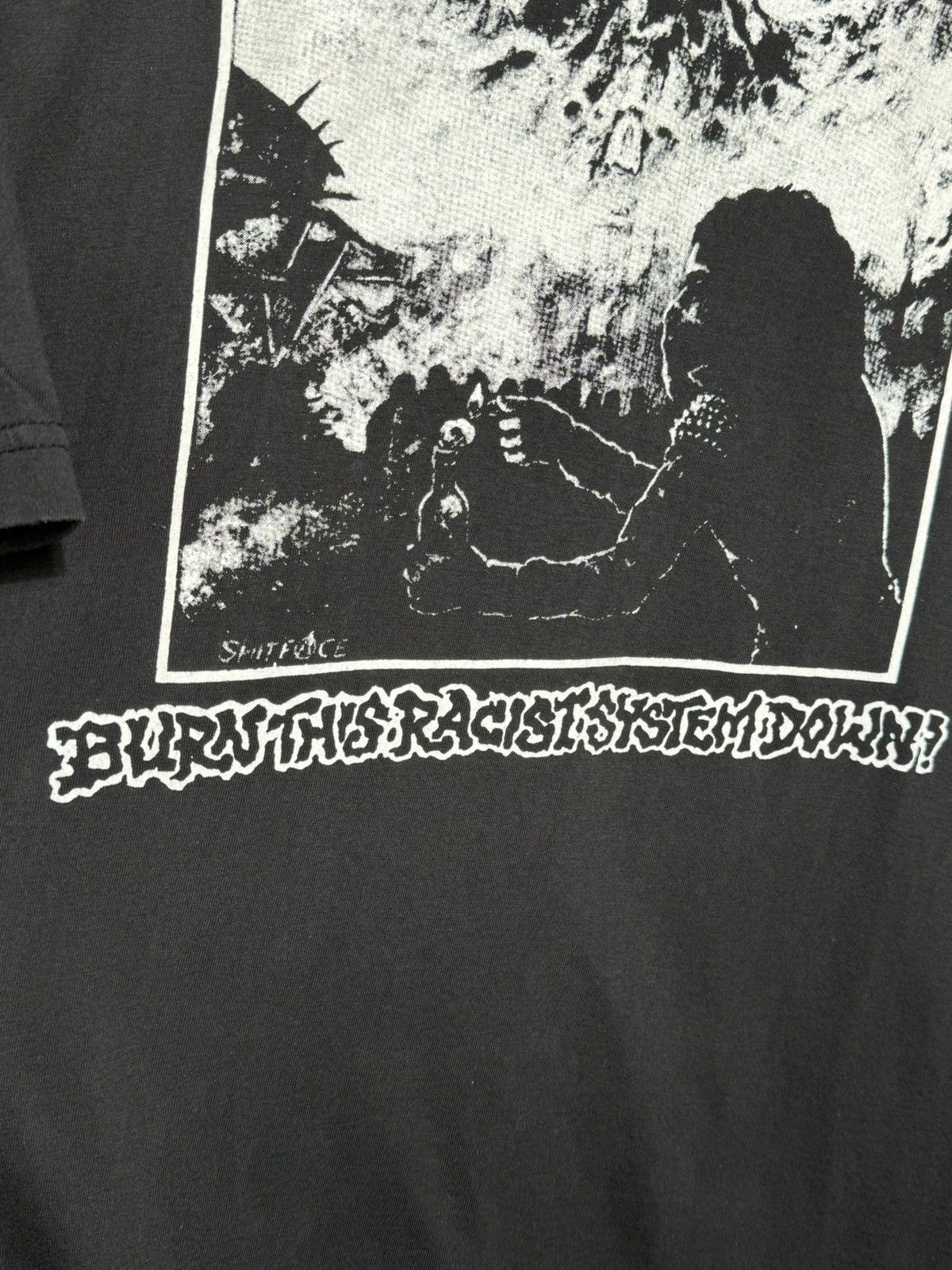 Band Tees Destroy! Burn This Racist System Down Crust Punk T-Shirt XXL Size US XXL / EU 58 / 5 - 3 Thumbnail