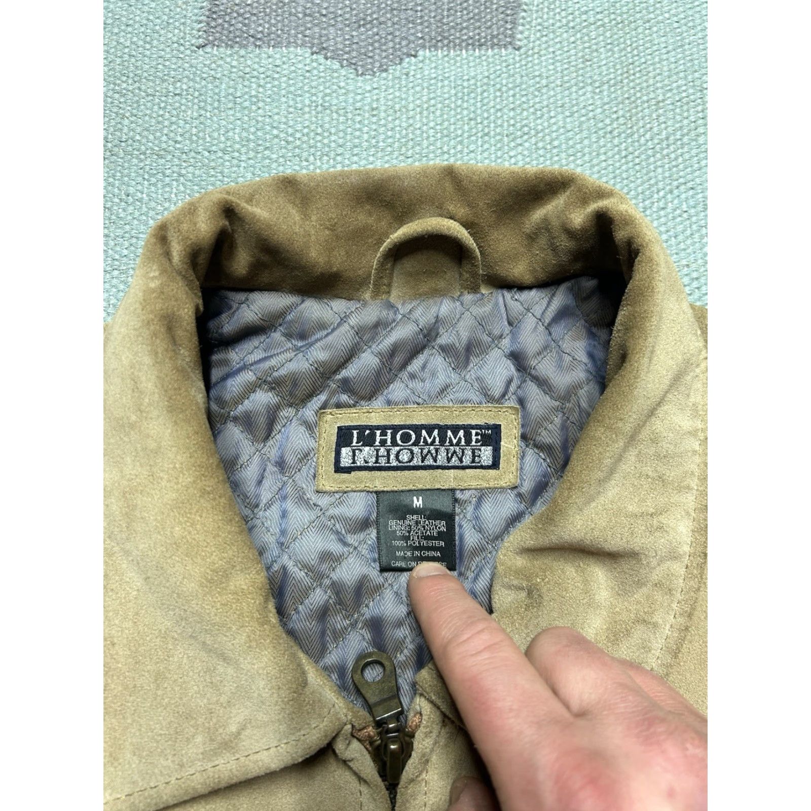 Vintage VINTAGE L’Homme suede leather jacket quilt lined insulated beige tan mens Medium Jacket Mens Beige L’Homme Bomber Leather Insulated Vintage Size US M / EU 48-50 / 2 - 6 Thumbnail