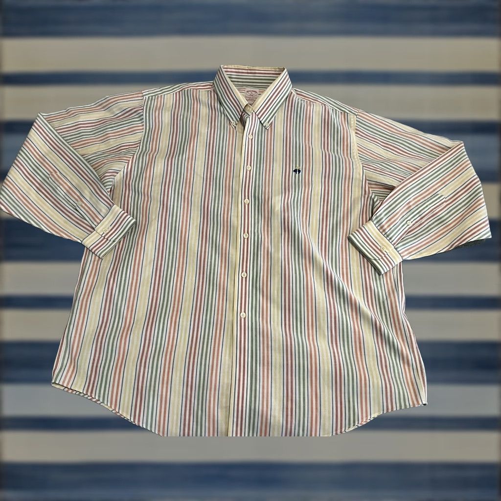 Brooks Brothers Brooks Brothers Long Sleeve Striped Shirt Non-Iron Supima Cotton Mens XL Size US XL / EU 56 / 4 - 1 Thumbnail