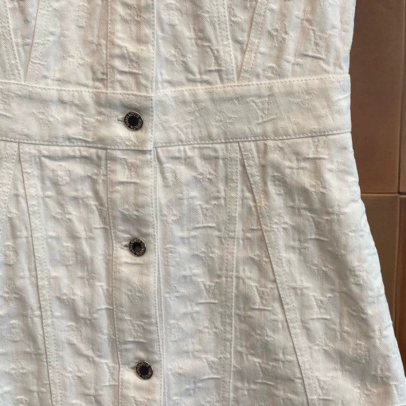 Louis Vuitton Louis Vuitton White presbyopic full-print denim dress Size XS / US 0-2 / IT 36-38 - 3 Thumbnail