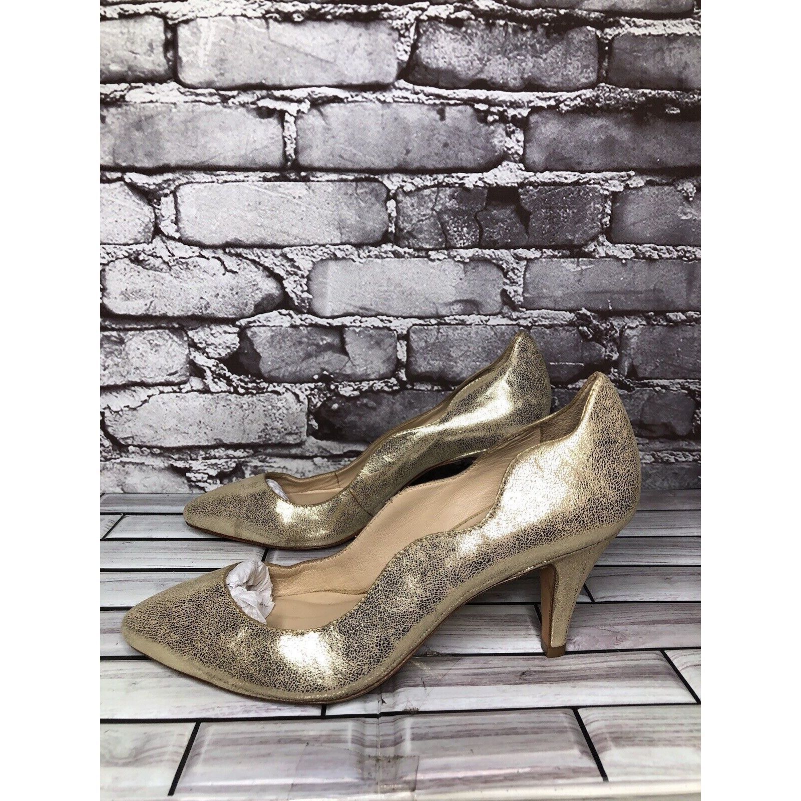 Loeffler Randall Loeffler Randall Gold Leather Shimmer Pointed Toe High Heels Size US 9 / IT 39 - 14 Thumbnail