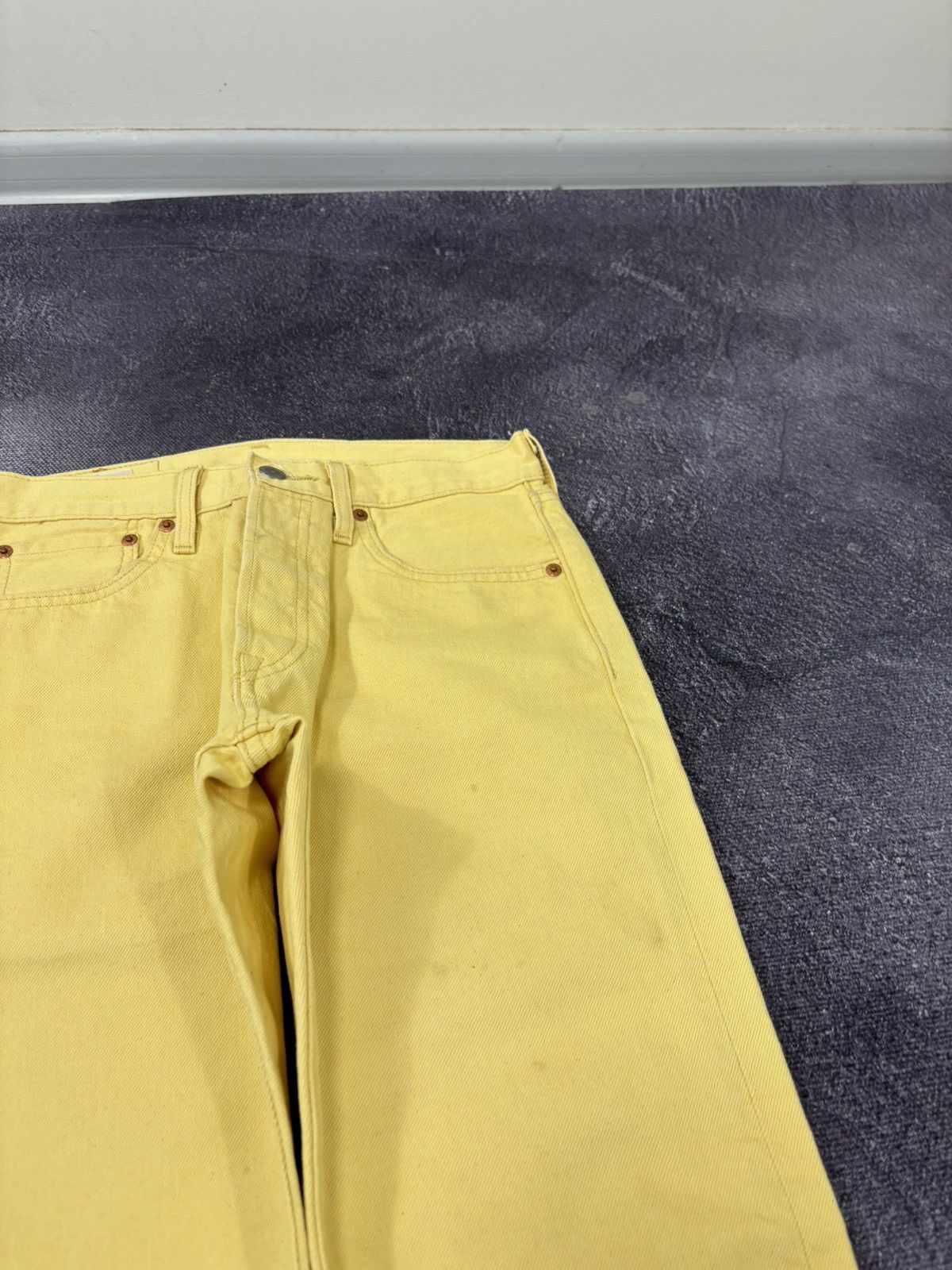 Levi's Levi’s Premium 501 Lemon Tab Slim Fit Yellow Denim Jeans Size US 28 / EU 44 - 13 Thumbnail