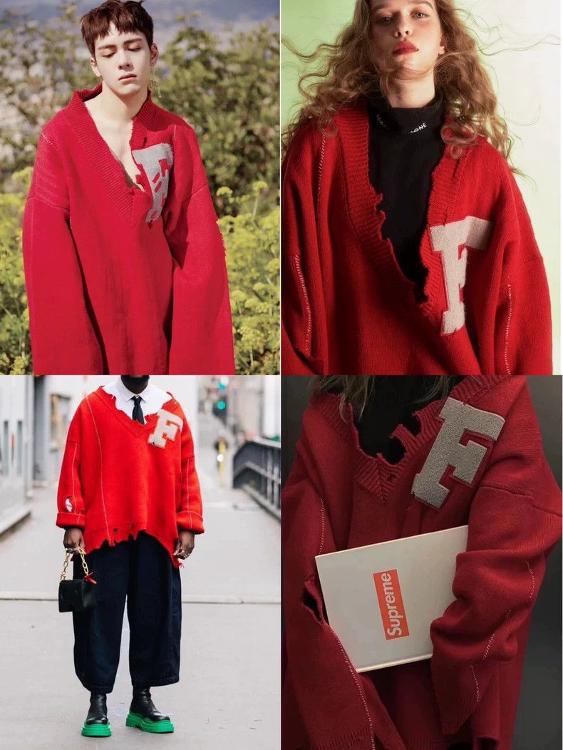 Raf Simons Raf Simons Damaged silhouette embroidered sweater-2506 Size US S / EU 44-46 / 1 - 8 Thumbnail
