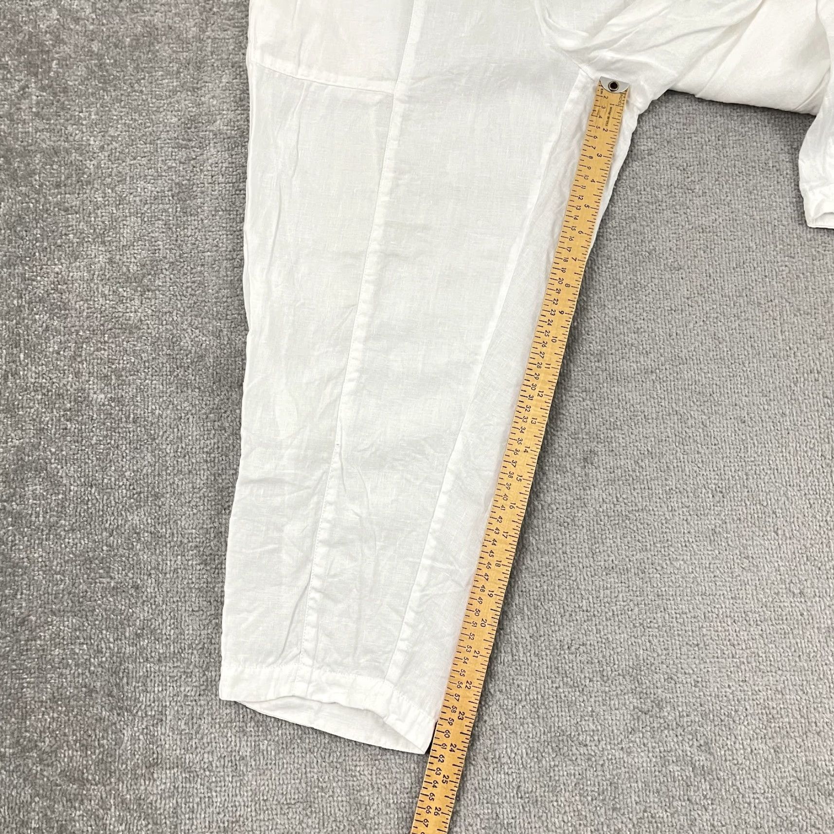 Eileen Fisher Eileen Fisher White Linen Cropped Pants Womens Large 24" Pull On Tapered Office Pockets Size 36" / US 14 / IT 50 - 5 Thumbnail