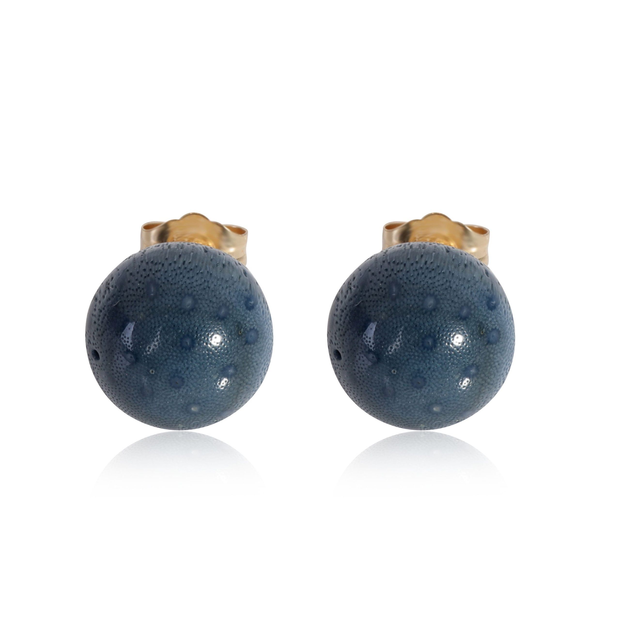 Other 10 mm Blue Stone Stud Earrings in 14k Yellow Gold Size ONE SIZE - 1 Thumbnail