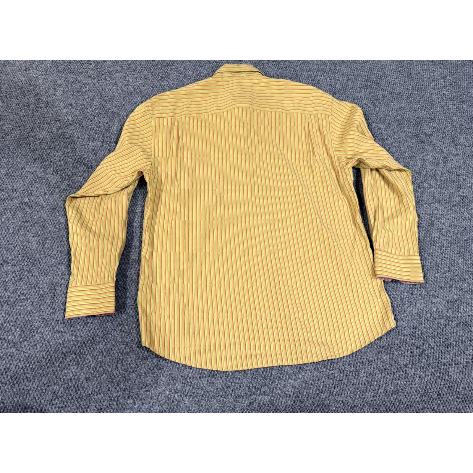 BUGATCHI Bugatchi Uomo Shirt Mens L Yellow Stripe Long Sleeve Button Front Dress Top Size US L / EU 52-54 / 3 - 6 Thumbnail