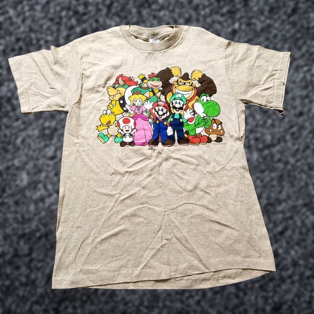 Fruit Of The Loom Fruit of the Loom T-Shirt Mens S Beige Nintendo Super Mario Bros Retro 2010-2019 Vintage 90s World Theme Mario Boy Mens Size US S / EU 44-46 / 1 - 1 Thumbnail