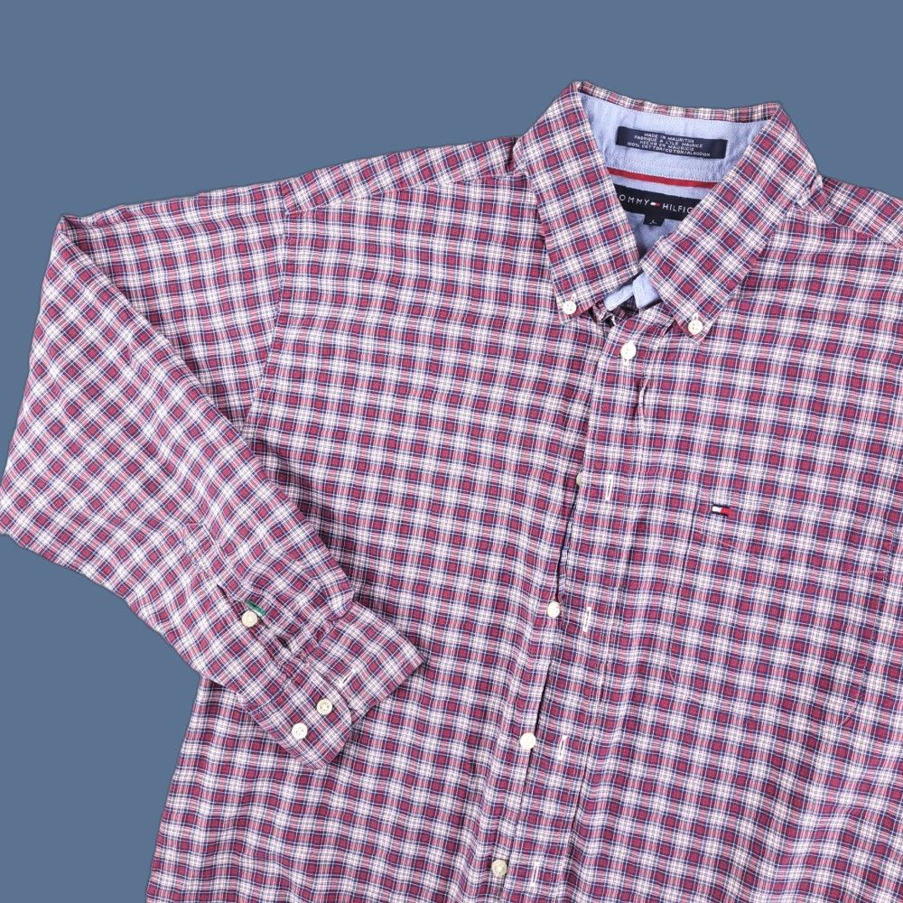 Tommy Hilfiger Tommy Hilfiger Shirt Mens Large Check Red Long Sleeve Button Casual Cotton Size US L / EU 52-54 / 3 - 1 Thumbnail
