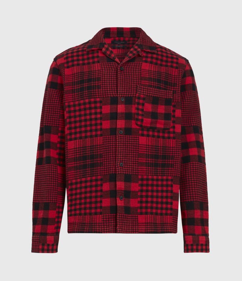 Allsaints Allsaints Brucker Shirt Plain Heavy Shirt Red/Black Size: M Size US M / EU 48-50 / 2 - 2 Thumbnail
