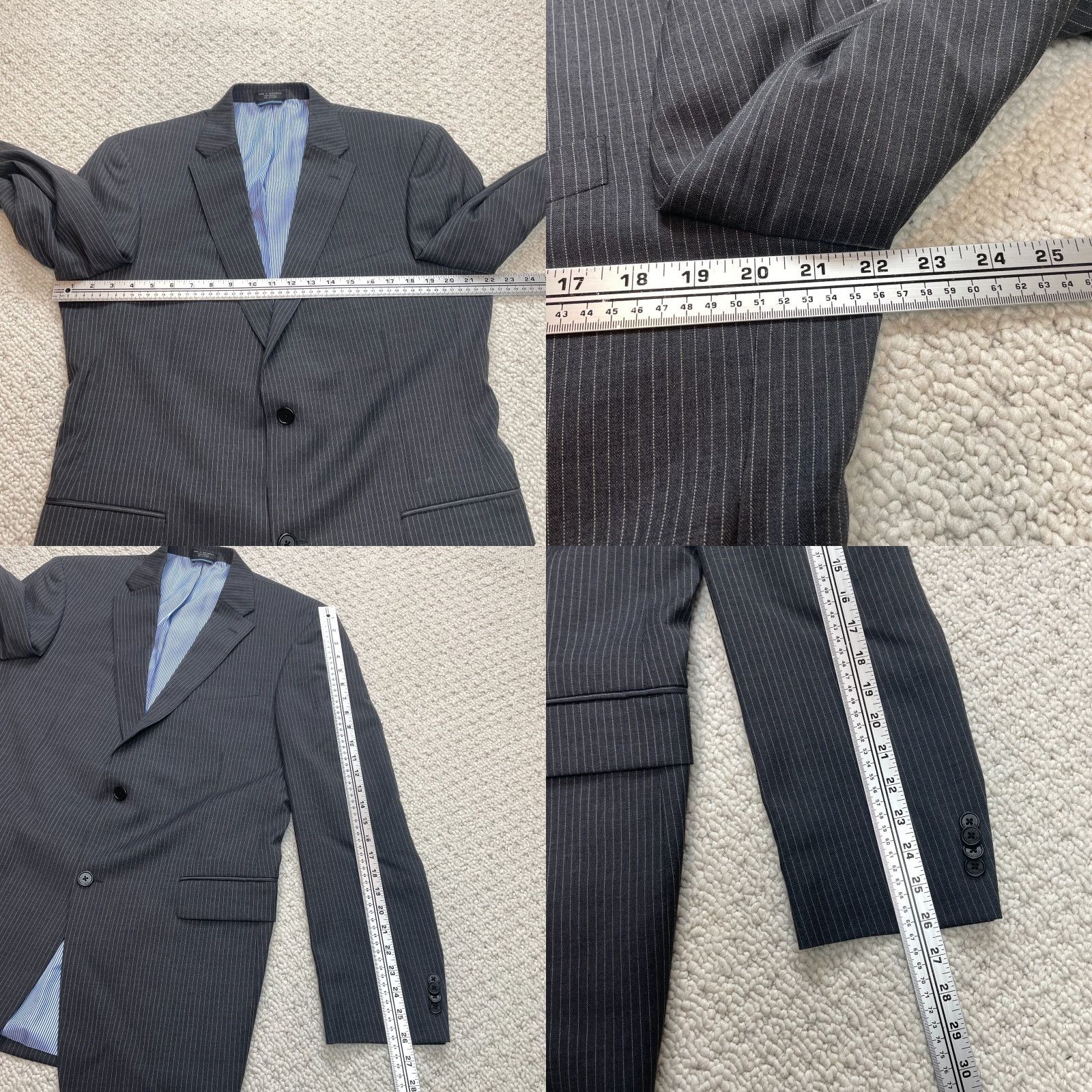 Tommy Hilfiger Tommy Hilfiger Blazer Jacket Mens 44 Blue Striped Wool Double Vented Two Button Regular Notch Size 44R - 8 Thumbnail