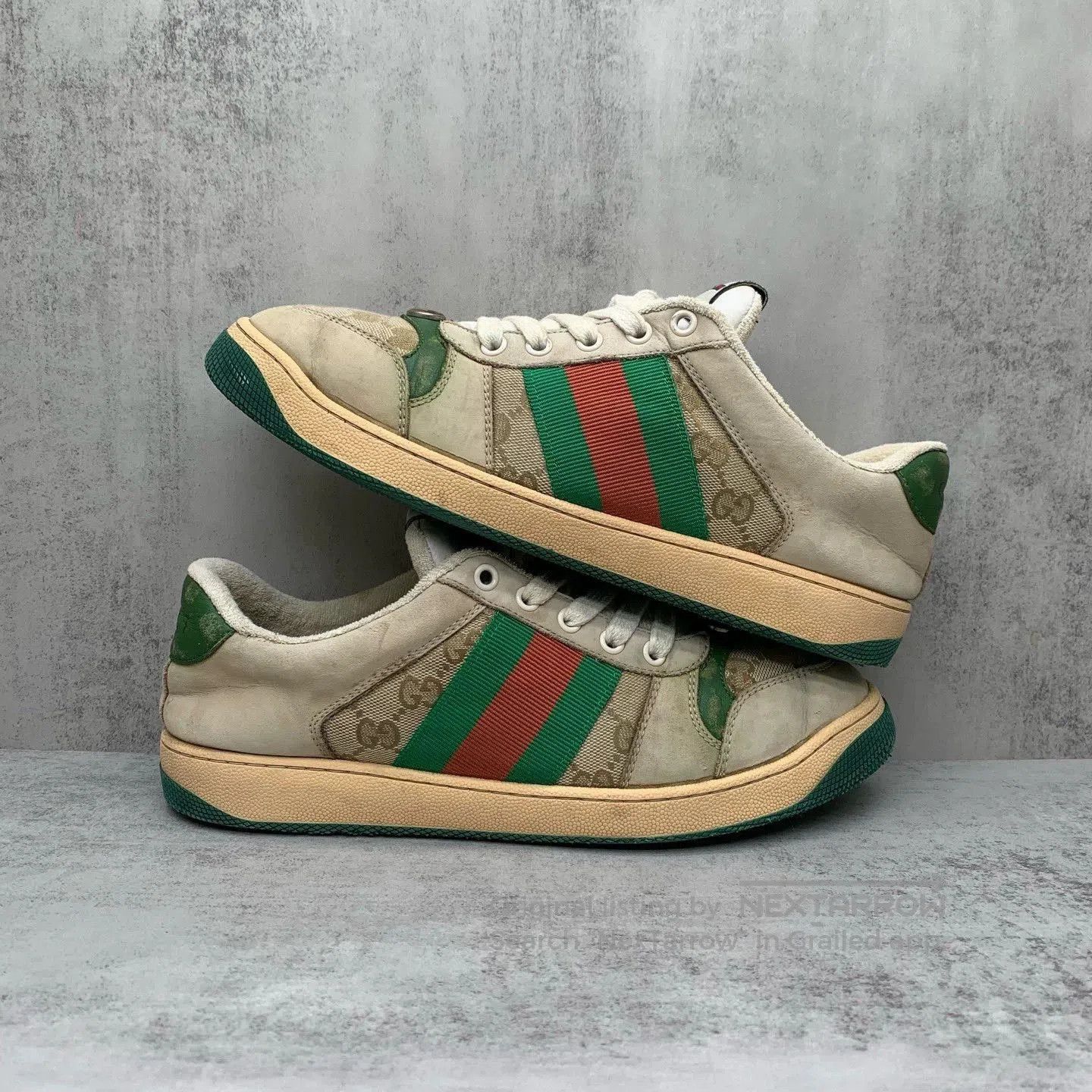 Gucci gucci white green sneakers size 4. Size US 10.5 / EU 43-44 - 2 Thumbnail