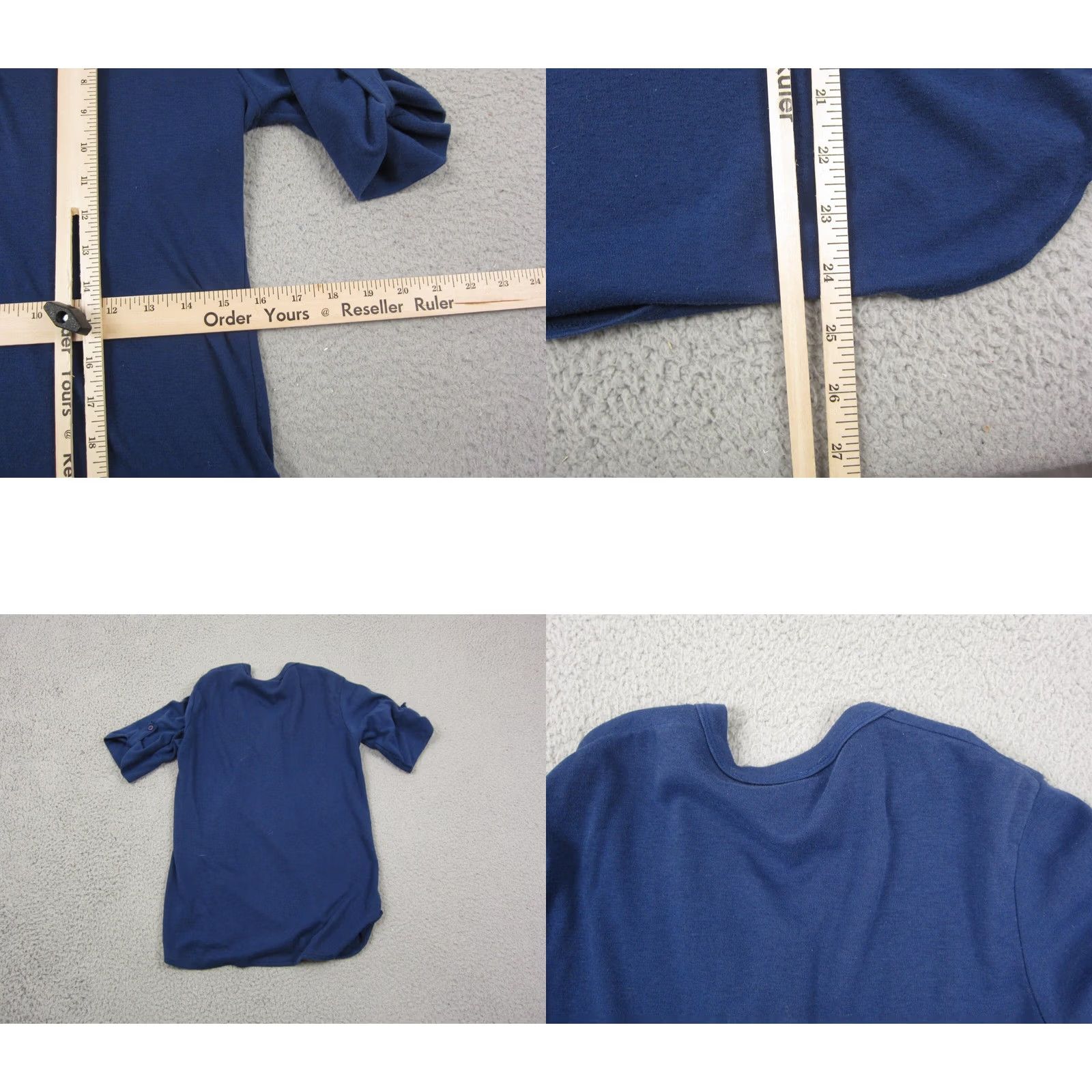 Vintage Astorone Shirt Womens M Blue T-Shirt V-Neck Roll Tab Sleeve Vintage 3/4 Sleeve Casual Basic Classic Preppy Size M / US 6-8 / IT 42-44 - 8 Thumbnail
