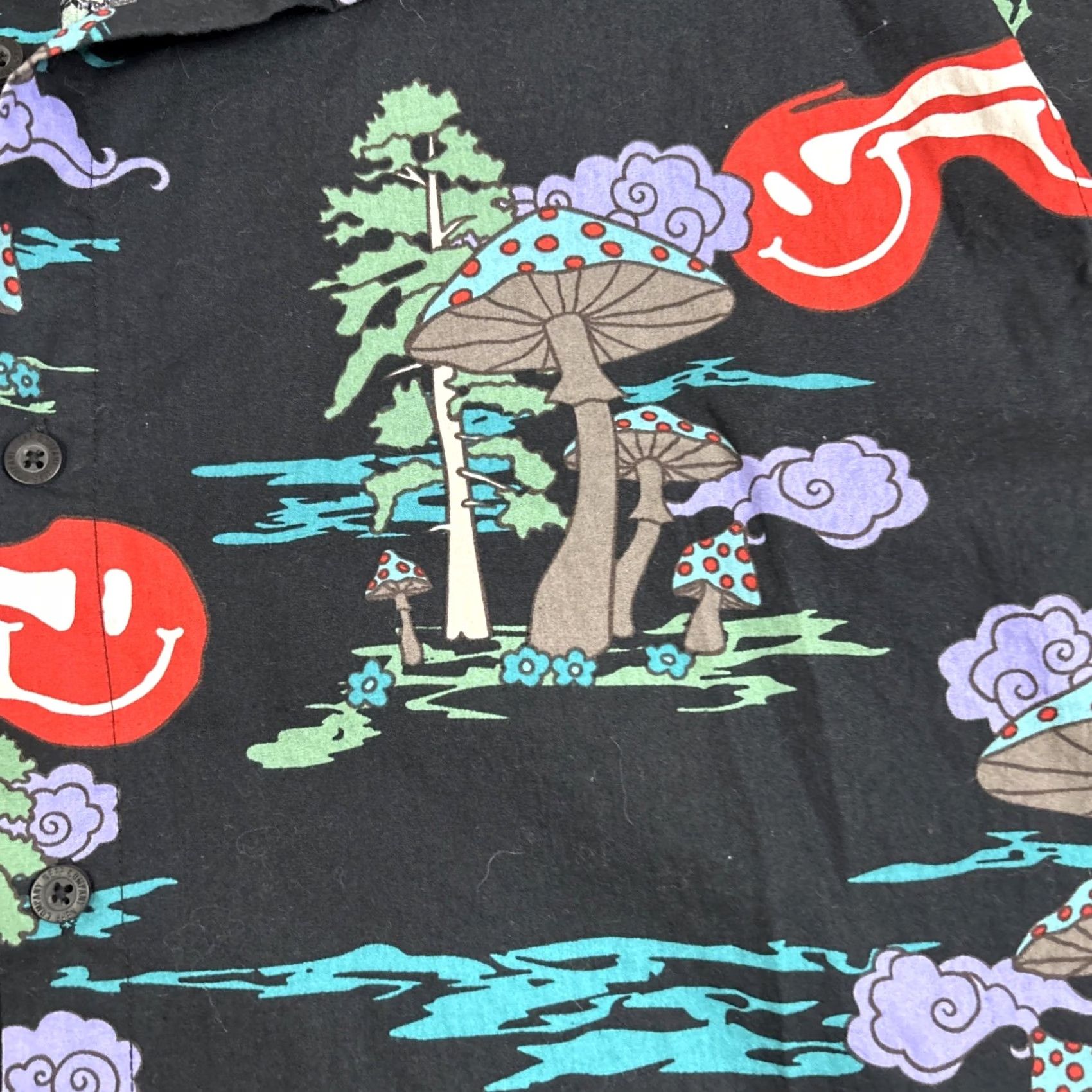 Vintage Neff Psychedelic Mushroom Forest Shirt Mens XXL Black Button Smiley Face Skater Shirt Size US XXL / EU 58 / 5 - 3 Thumbnail