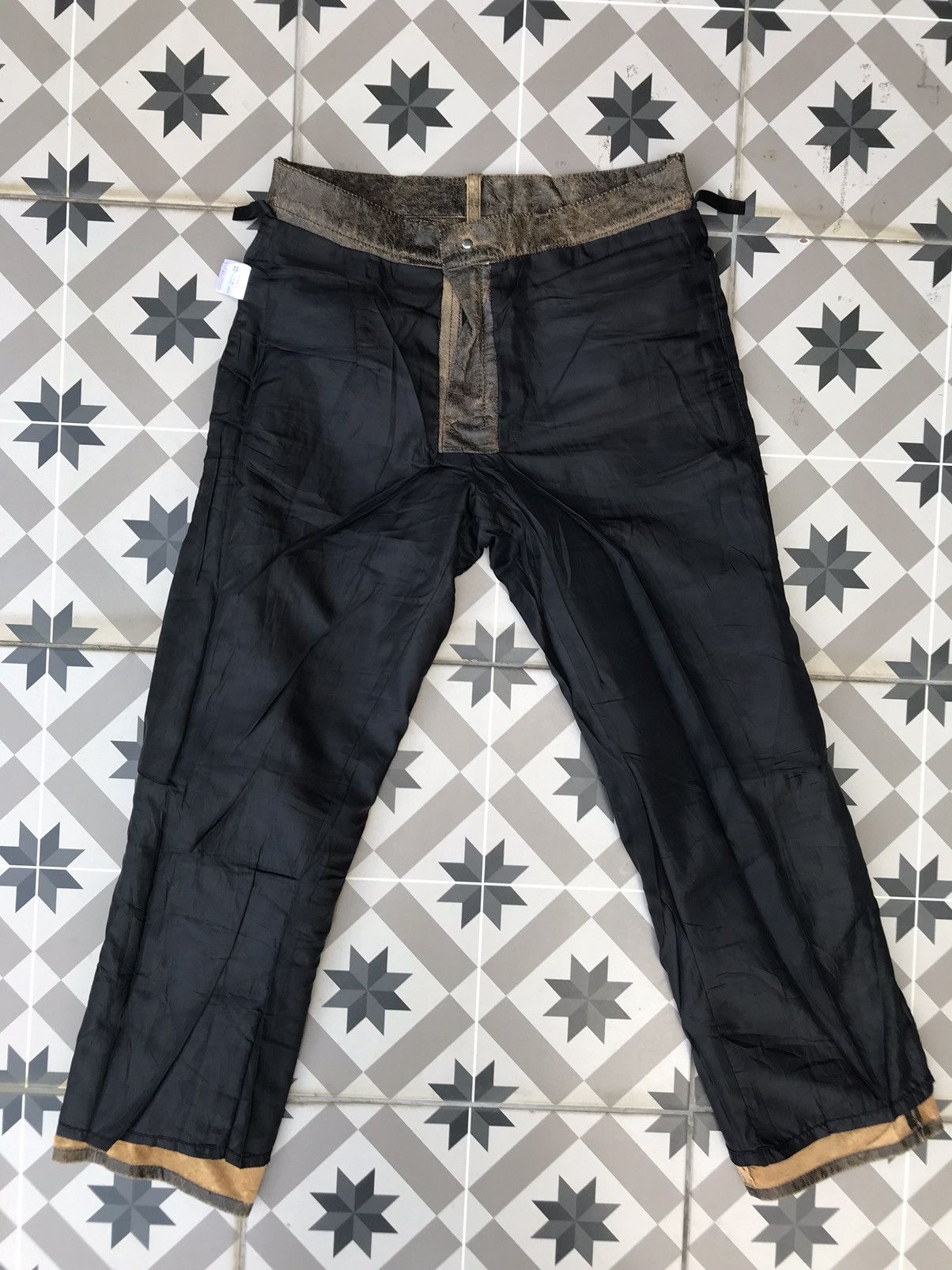 Genuine Leather DUAL ( JAPAN ) FADED COWHIDES LEATHER JEANS Size US 31 - 13 Thumbnail
