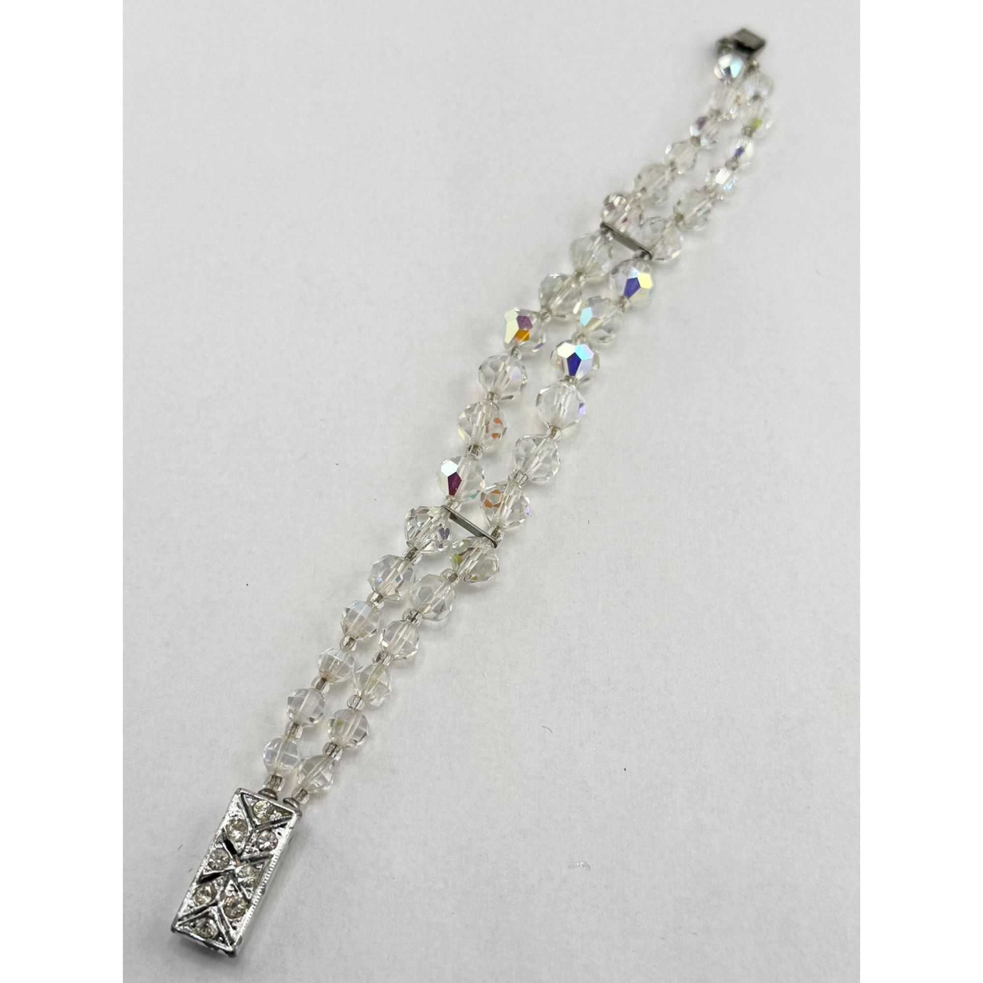Vintage Vintage estate rhinestone AB crystal double strand Bracelet Size ONE SIZE - 5 Thumbnail