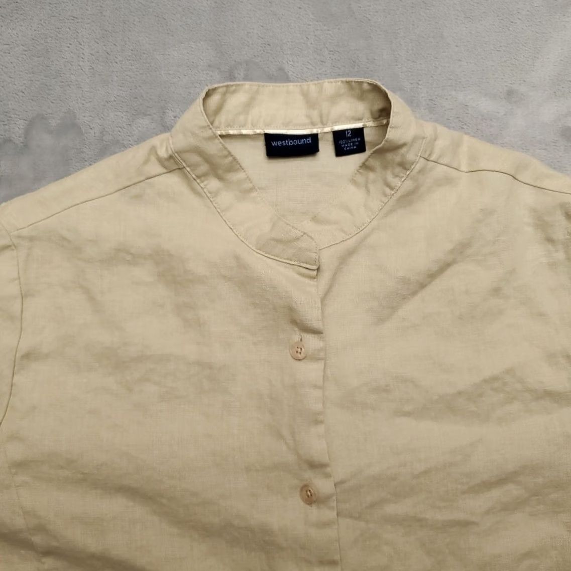 Vintage VINTAGE Westbound Shirt Womens 12 Beige 100% Linen Button-Up Collared 3/4 Sleeve Casual Top Size XL / US 12-14 / IT 48-50 - 3 Thumbnail