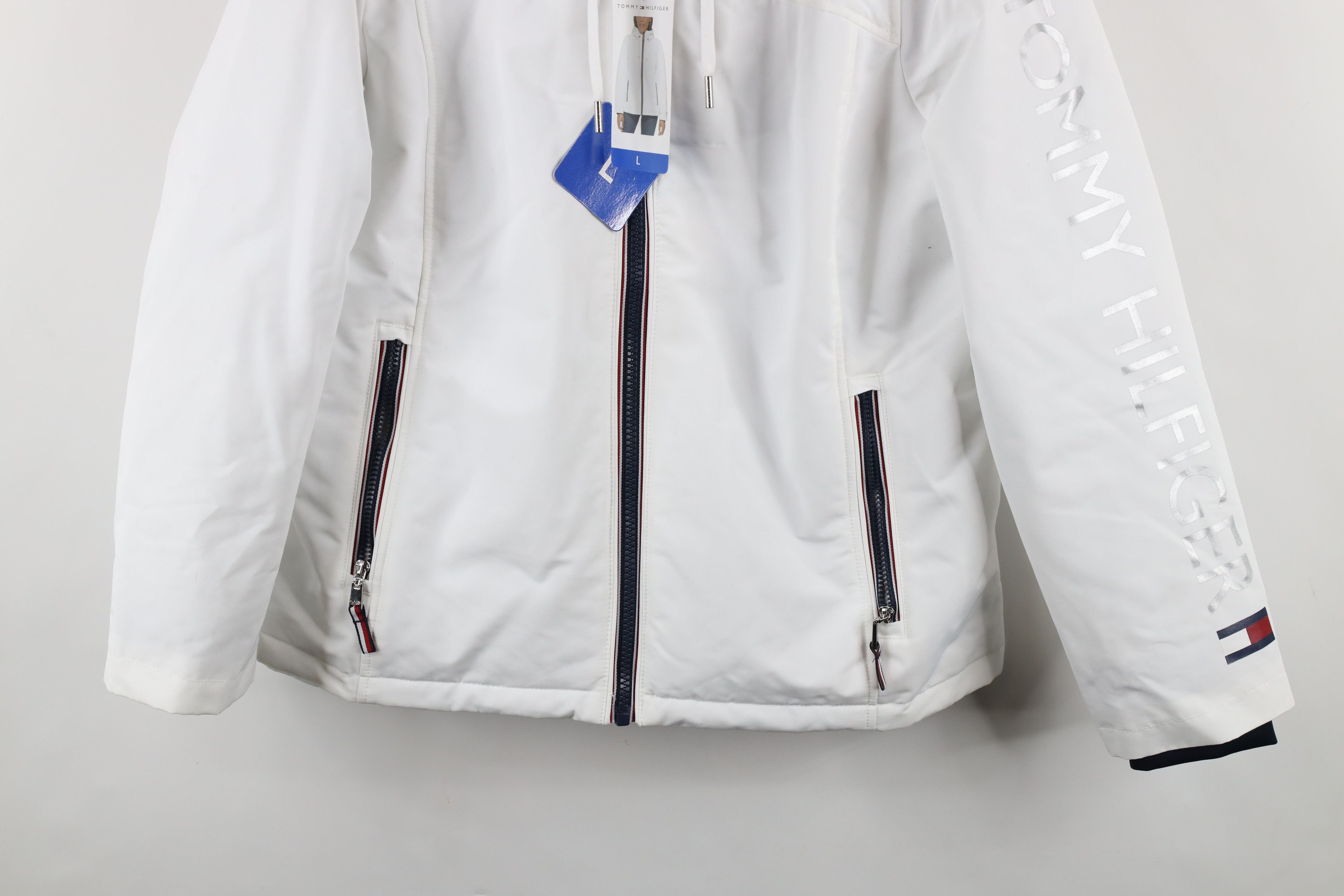 Tommy Hilfiger × Vintage New Tommy Hilfiger Fleece Lined Full Zip Hooded Jacket White Size L / US 10 / IT 46 - 3 Thumbnail
