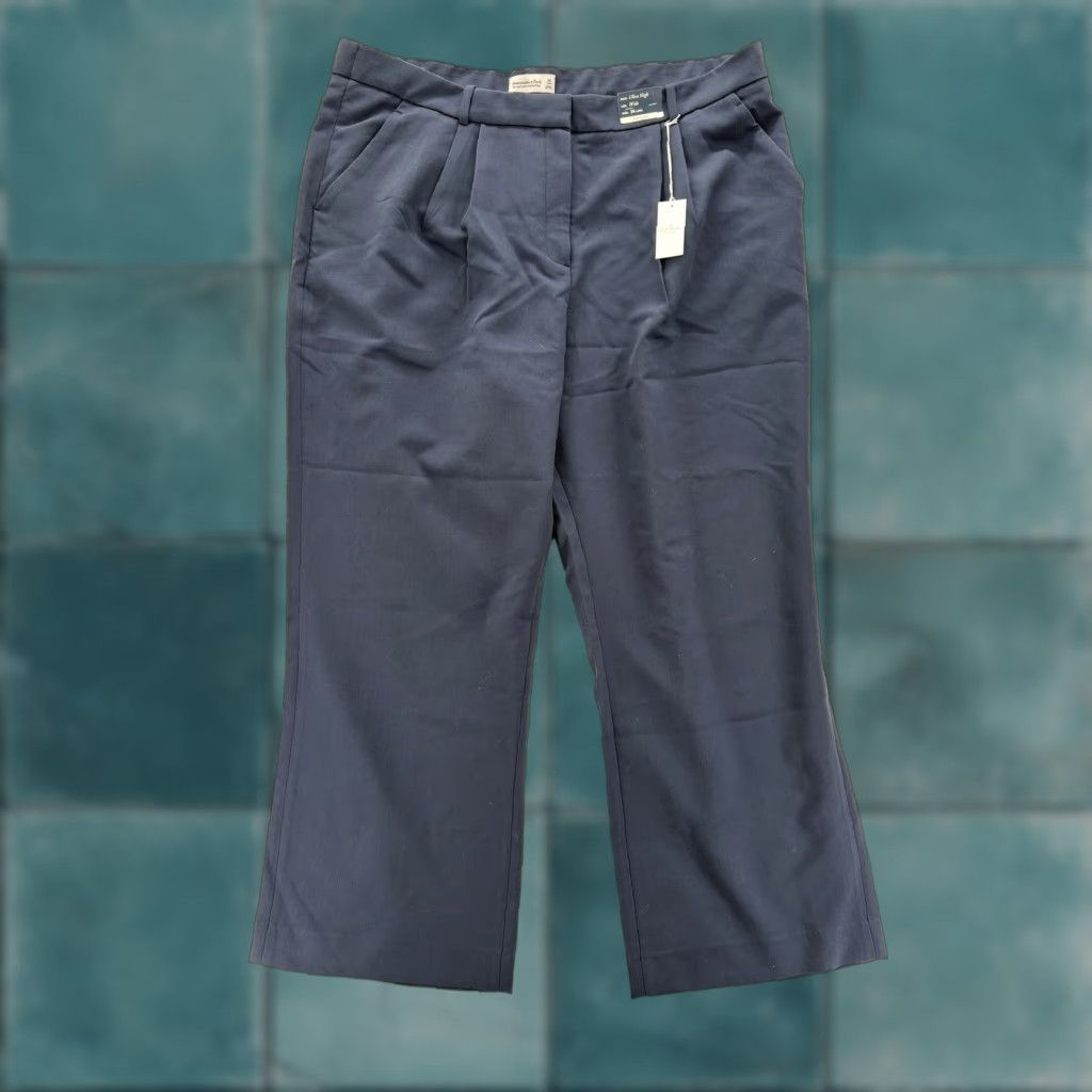 Abercrombie & Fitch Abercrombie & Fitch Sloane Tailored Pant Womens 36 Long Blue Wide Leg Curve Love Dress Pants Pockets Zip Pleated Career Workwear Endless Stretch Size 25" / US 0 / IT 36 - 1 Thumbnail