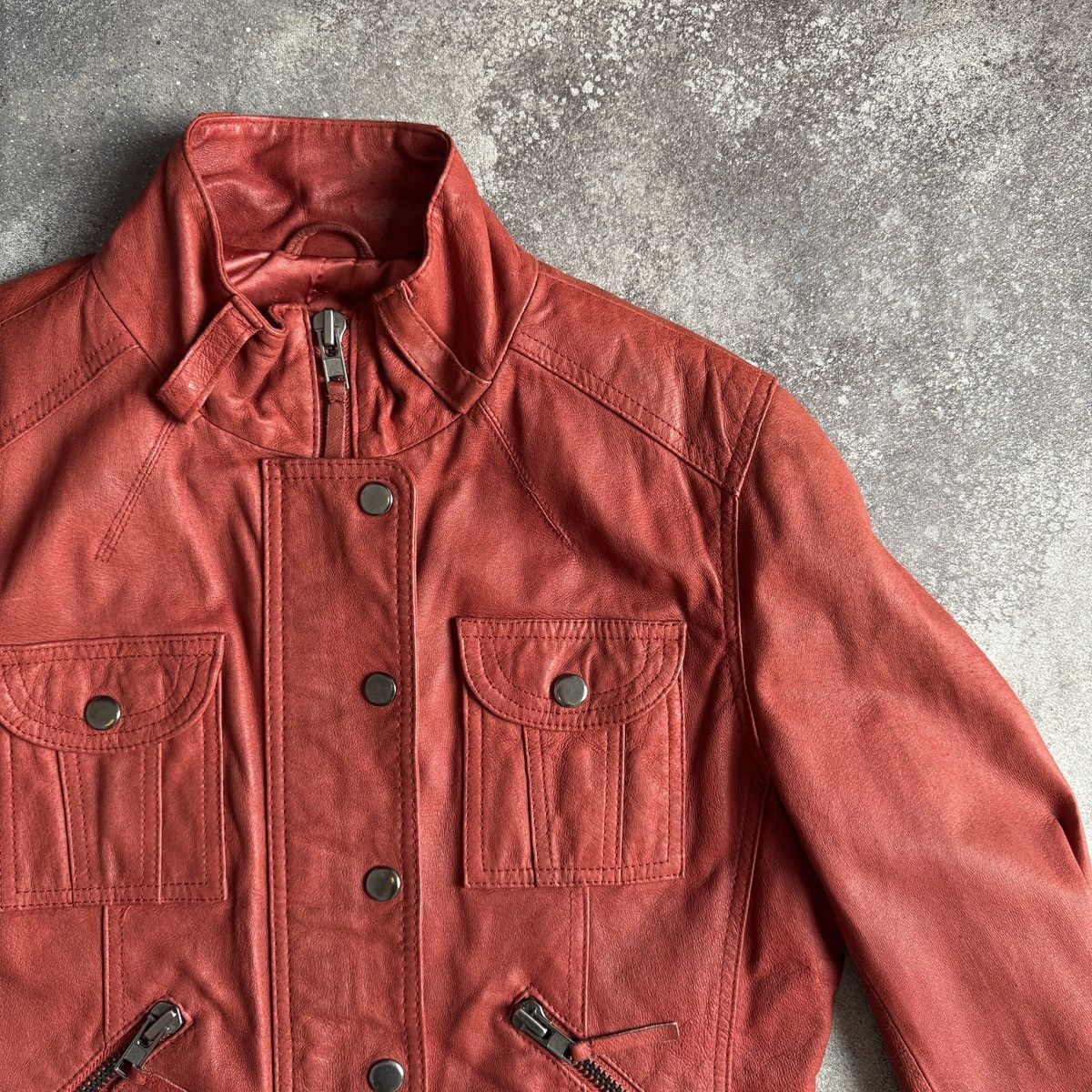 Hysteric Glamour Vintage Strap Details Y2K Red Leather Cropped Jacket Size M / US 6-8 / IT 42-44 - 8 Thumbnail