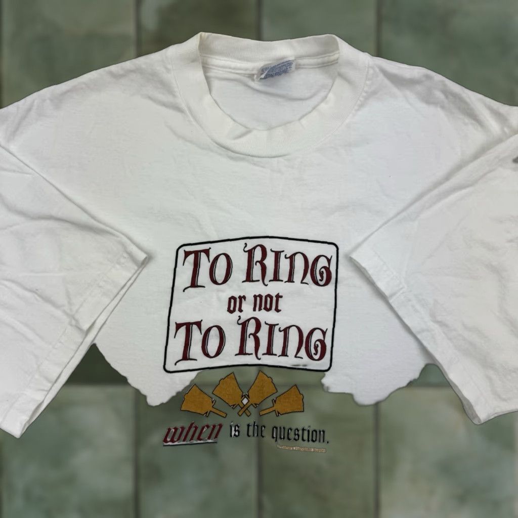 Hanes VINTAGE Hanes T-Shirt Adult XL White 90s Promo Hand Bell Jeffers Supply Men's Size US XL / EU 56 / 4 - 1 Thumbnail