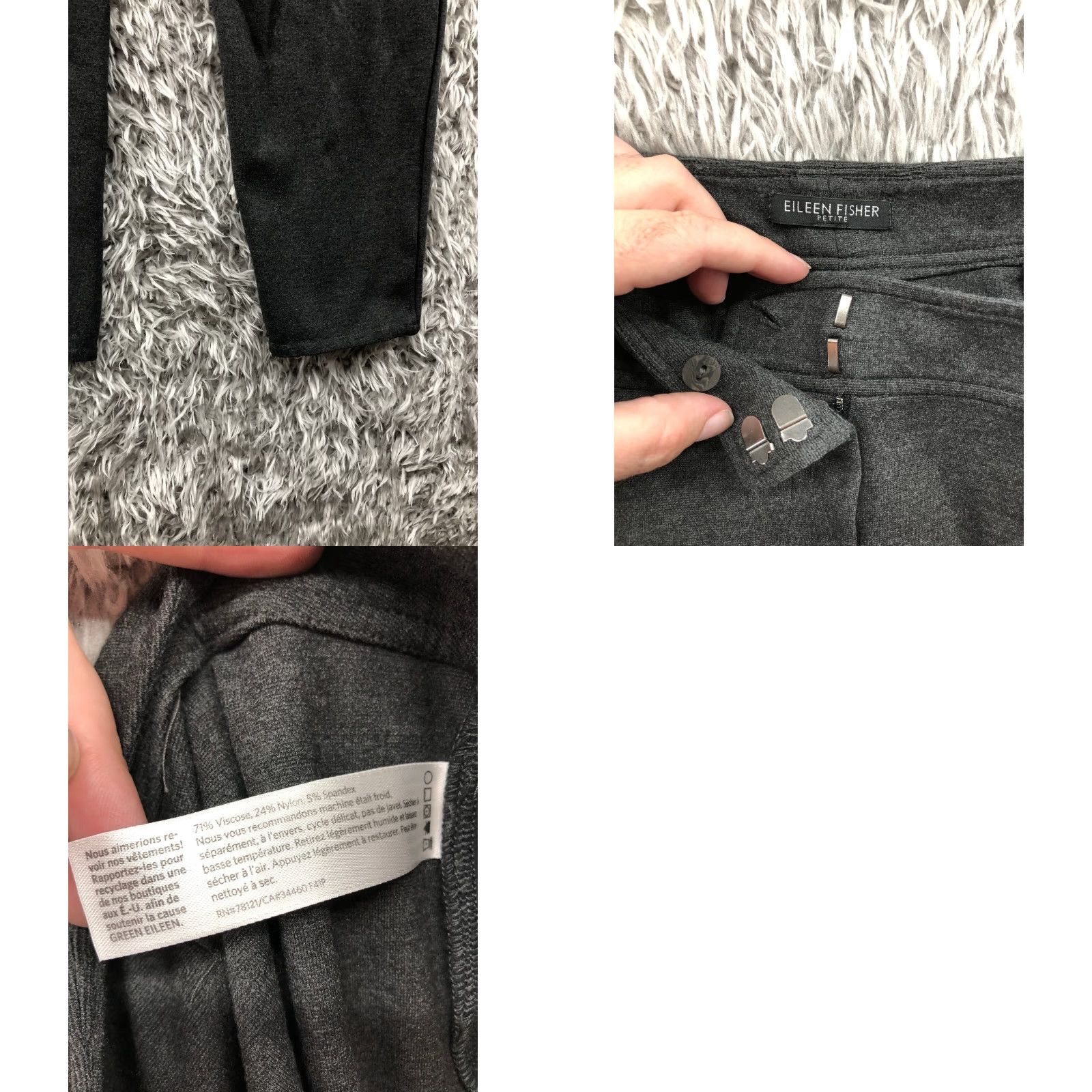 Eileen Fisher Eileen Fisher Pants Womens 8 Mid Rise Straight Leg Hook and Eye Black Knit Front Flat Front Pockets Regular Inseam 26 in Size 28 Waist Vintage: No Size 30" / US 8 / IT 44 - 8 Thumbnail