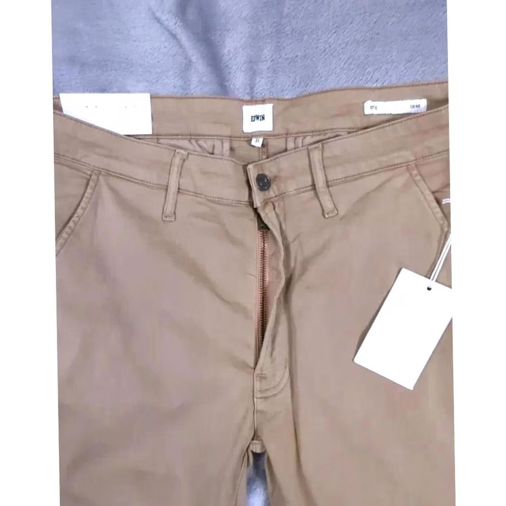 Edwin VINTAGE Edwin Pants Mens 31x32 Beige Otis Endurance Chino Zip Straight Stretch New Size US 31 - 4 Thumbnail