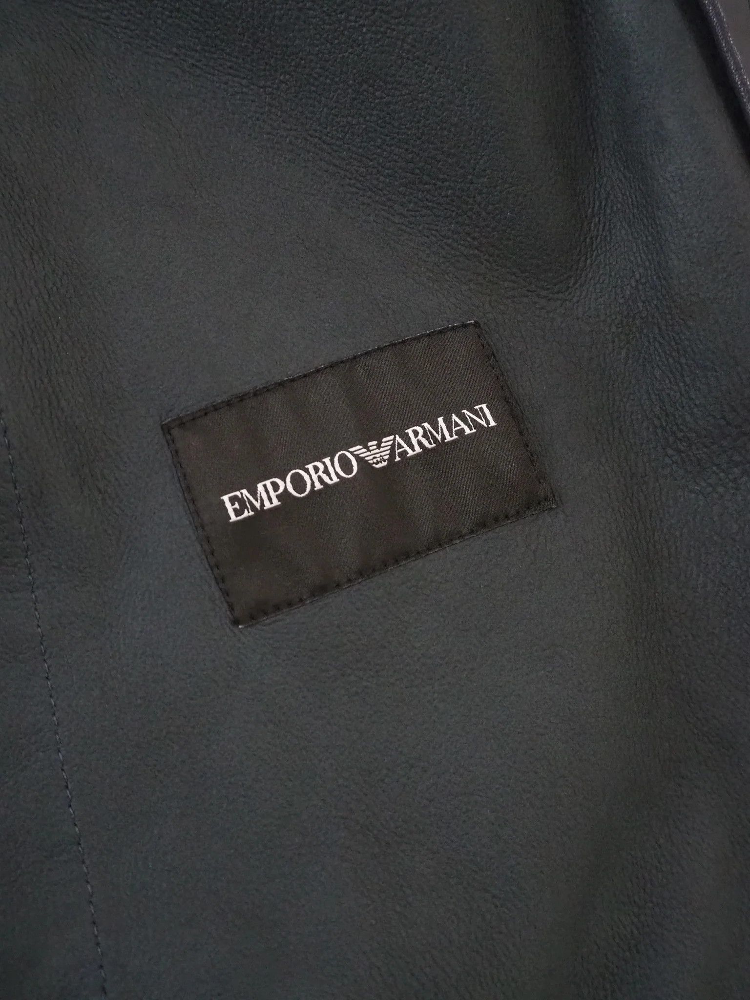 Emporio Armani Dark Blue Hooded Zip-Front Leather Jacket $1175 Size US M / EU 48-50 / 2 - 3 Thumbnail