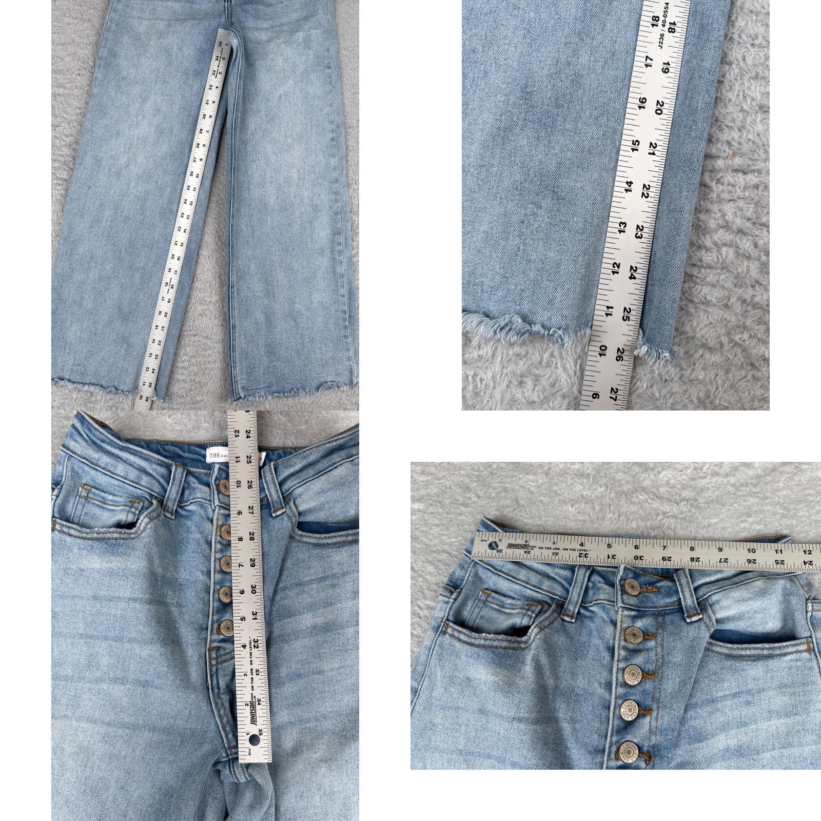 Vintage TNR Jeans Women 25 Blue Denim Wide-Leg High Rise 25x26 Cotton Blend Button Fly 5-Pocket Logo Embroidered Size 42" / US 20 - 8 Thumbnail