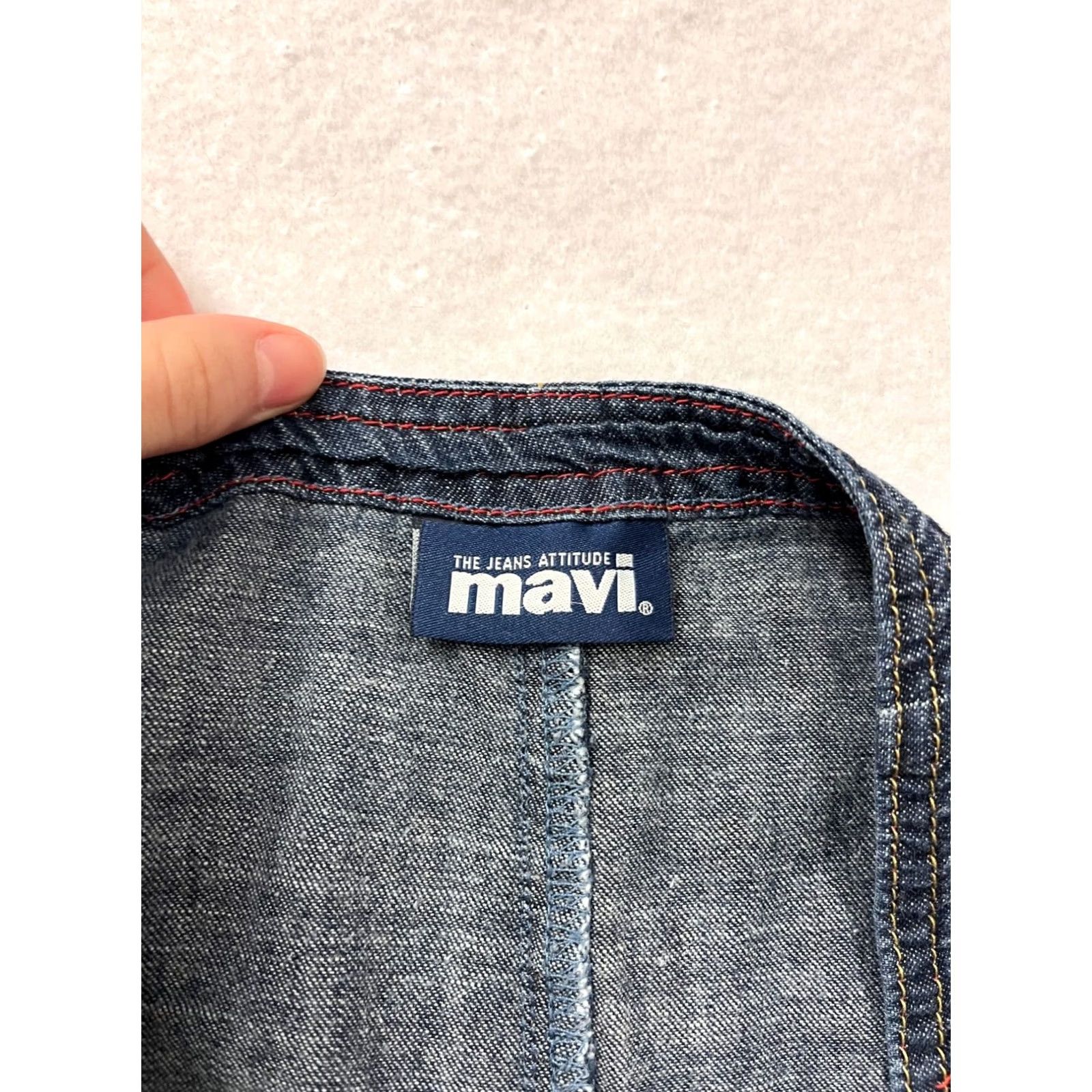 Mavi VINTAGE Mavi Denim Long Skirt Womens L Dark Blue Maxi Skirt Womens L Boys Girls Mens side slits back pocket red stitching Size 36" / US 14 / IT 50 - 3 Thumbnail